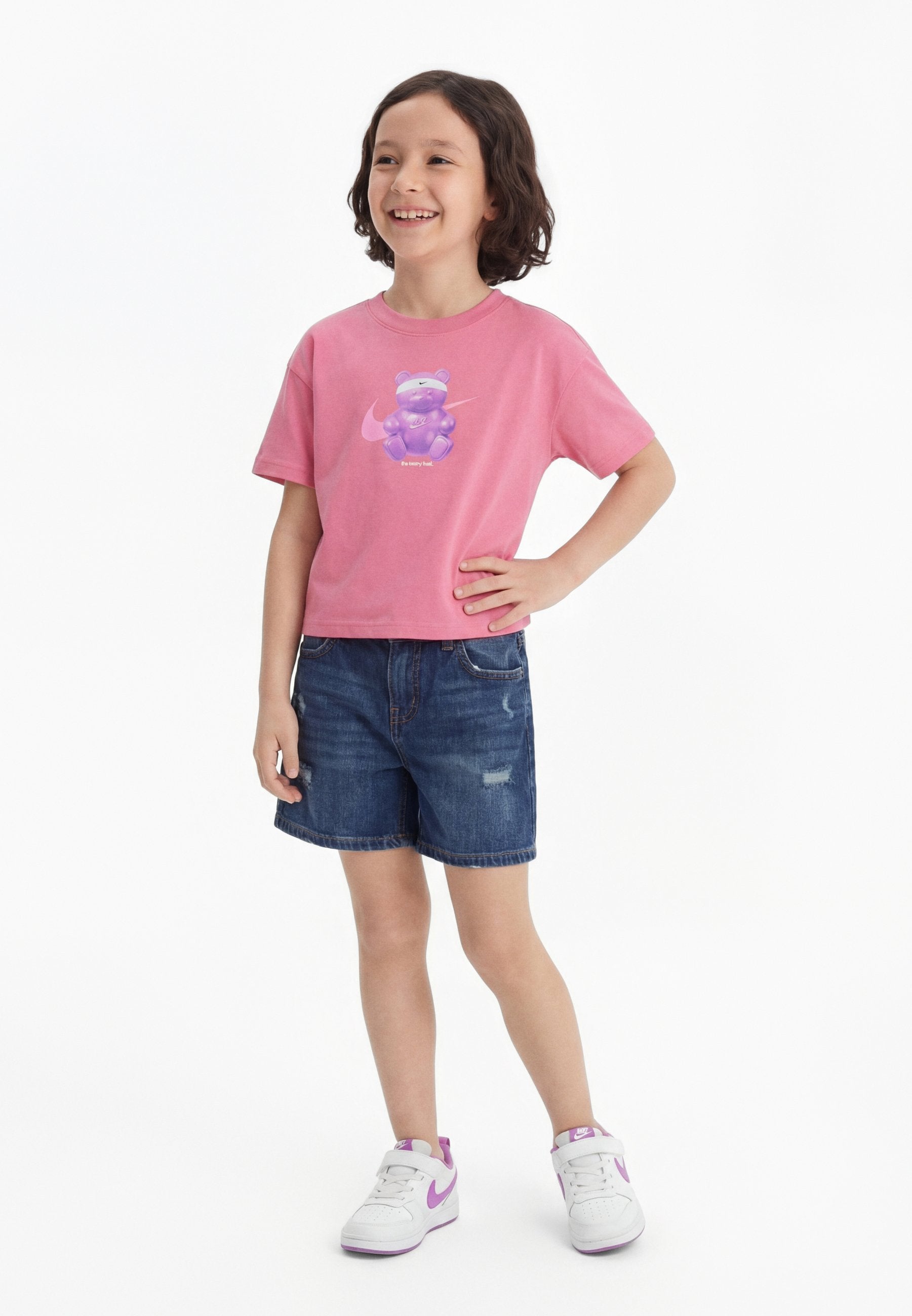 TEE BOXY BEAR - T-shirt imprimé - pivoine