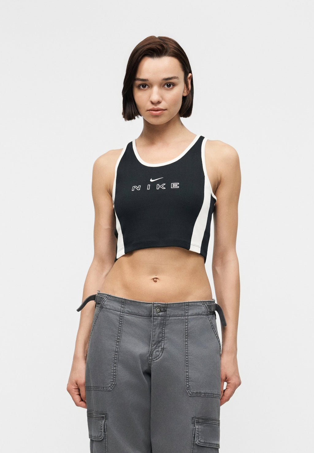 STREET CROP TANK - Top - black/chalk