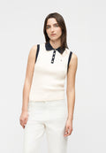 FINE CABLE SLEEVELESS  - Polo shirt - ivory petal