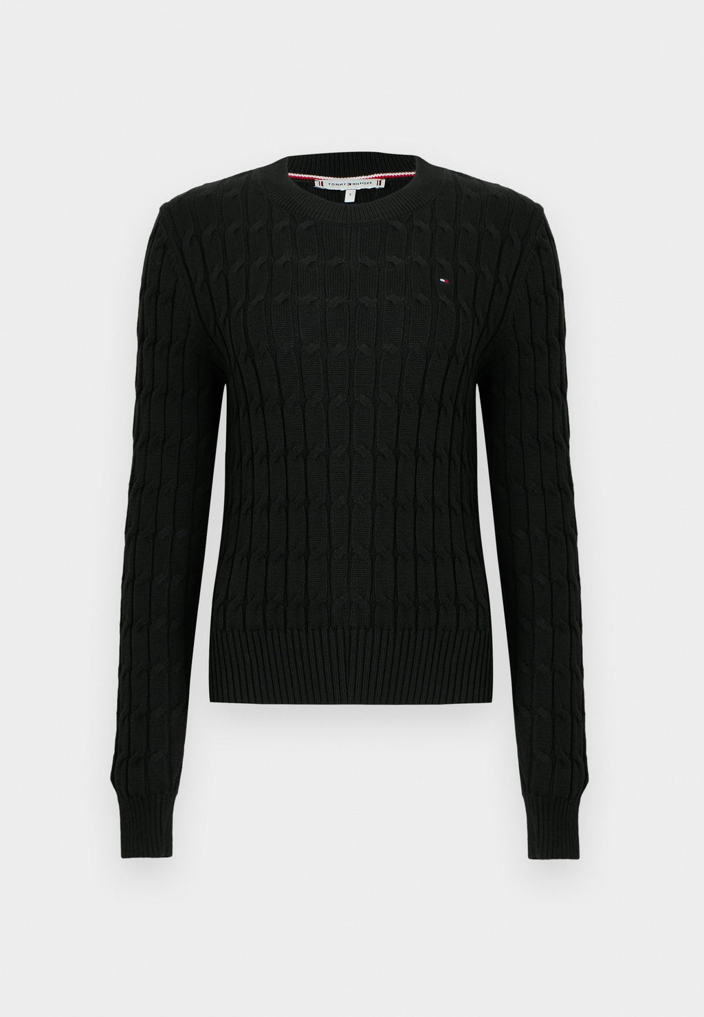 CABLE KNIT CREW NECK JUMPER - Jumper - black