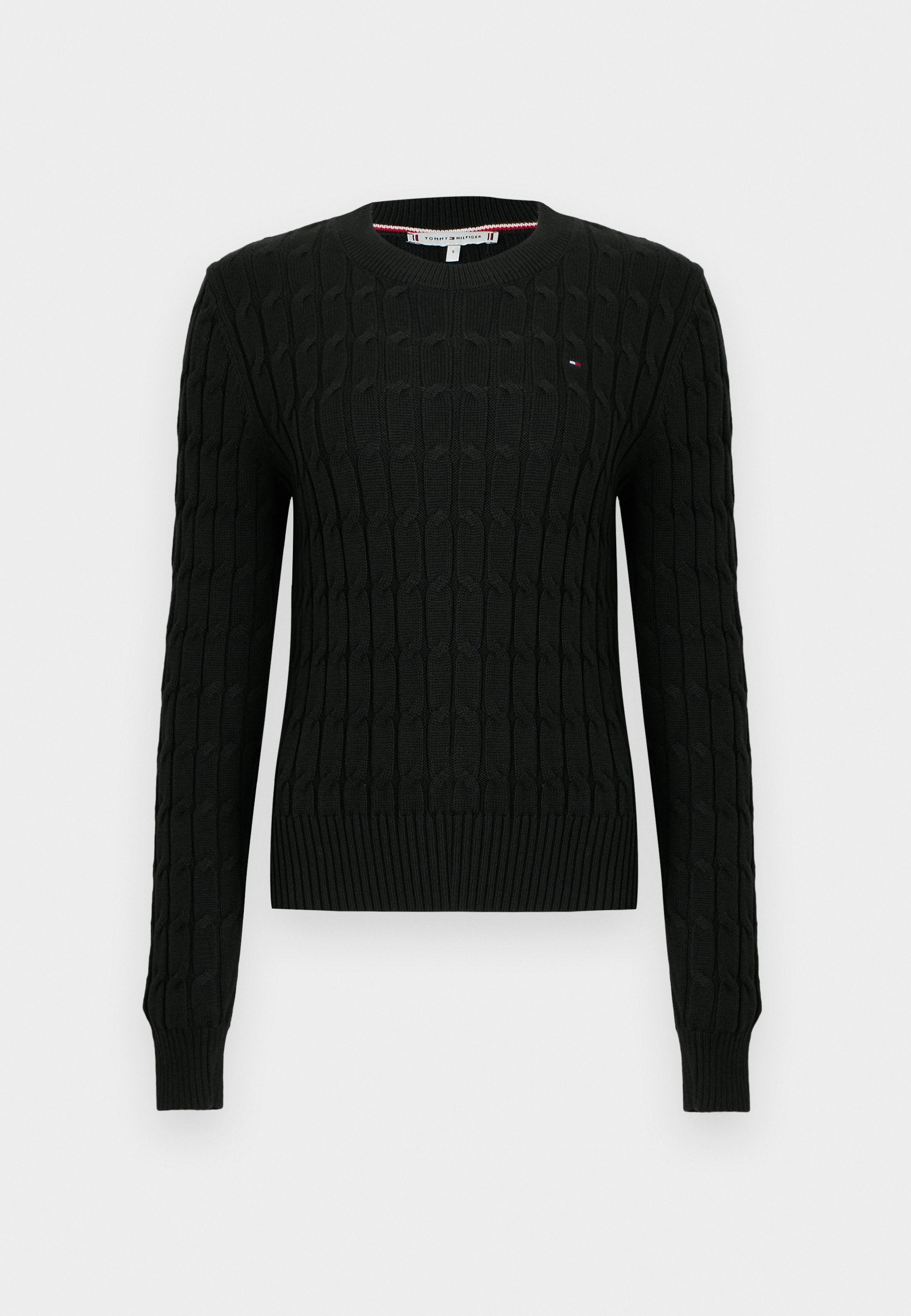 CABLE KNIT CREW NECK JUMPER - Jumper - black