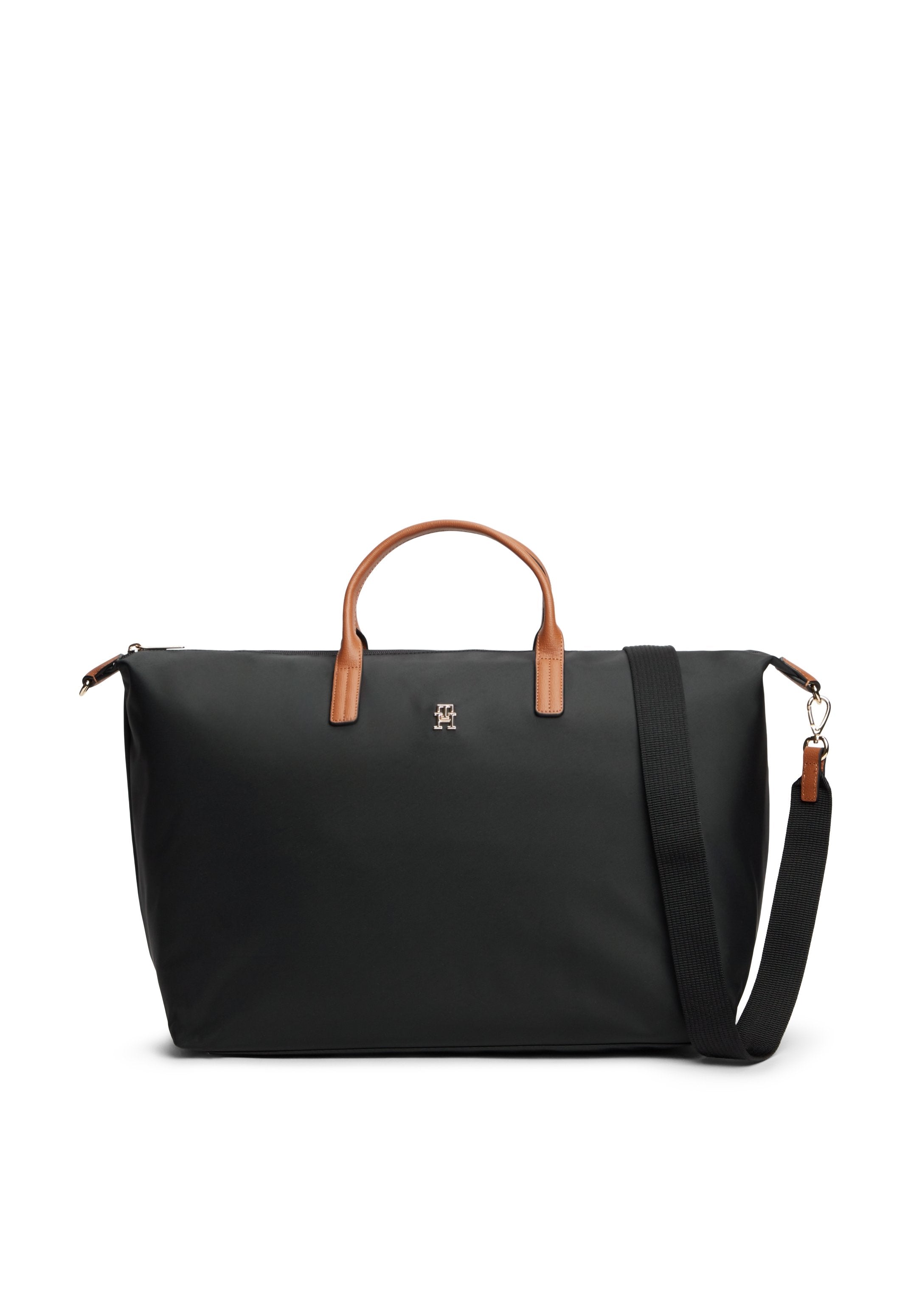 TH MONOGRAM WEEKENDER BAG WITH LEATHER - Weekend bag - black