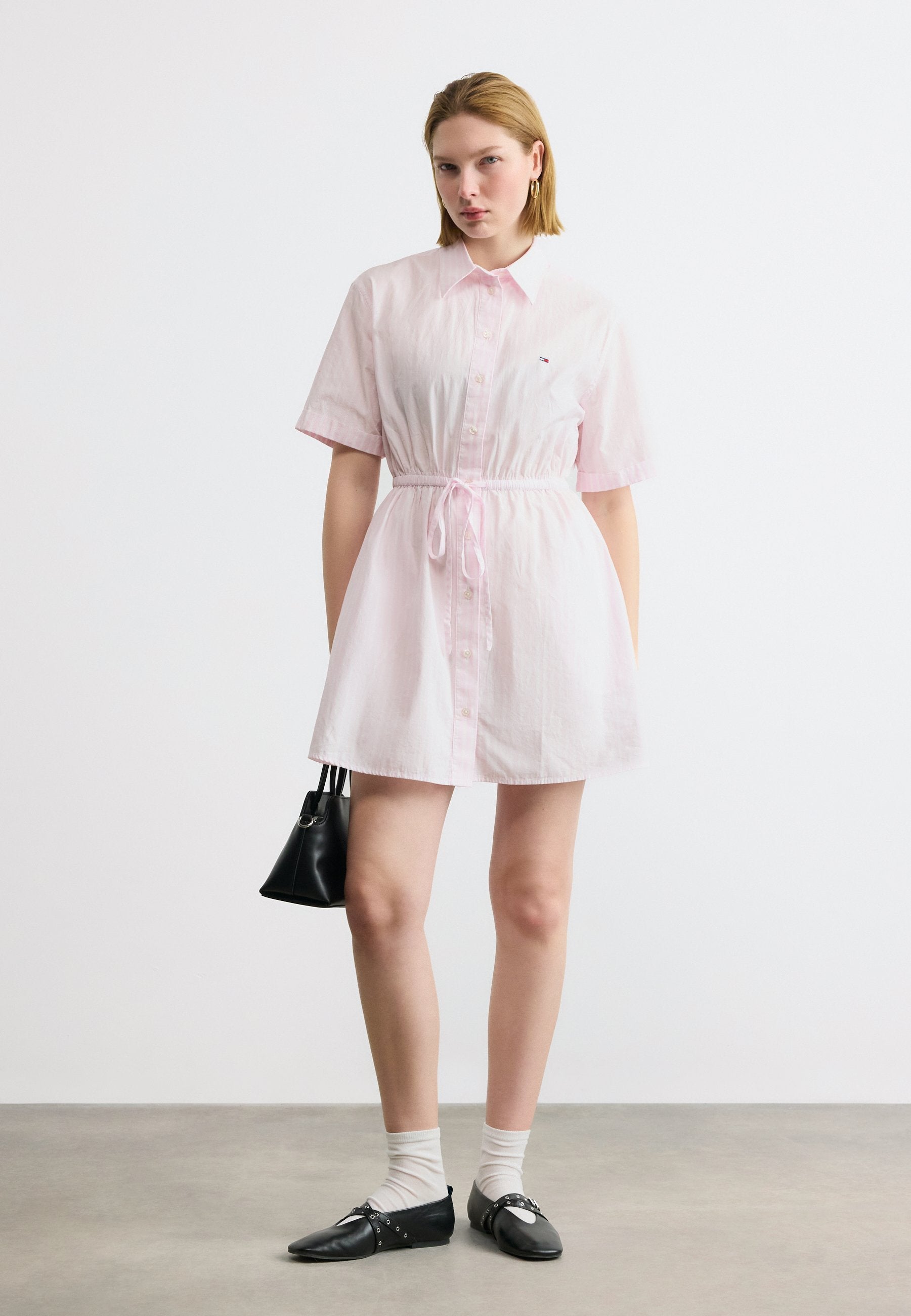 ROBE CHEMISE RAYÉE - Robe chemise - rose nacré