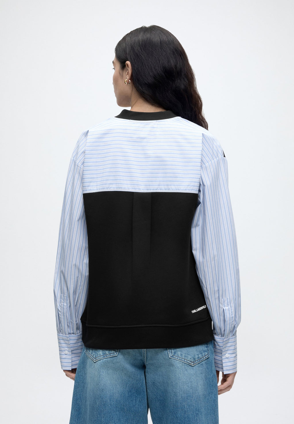 IKON FABRIC MIX  - Sweatshirt - black-kblue stripes