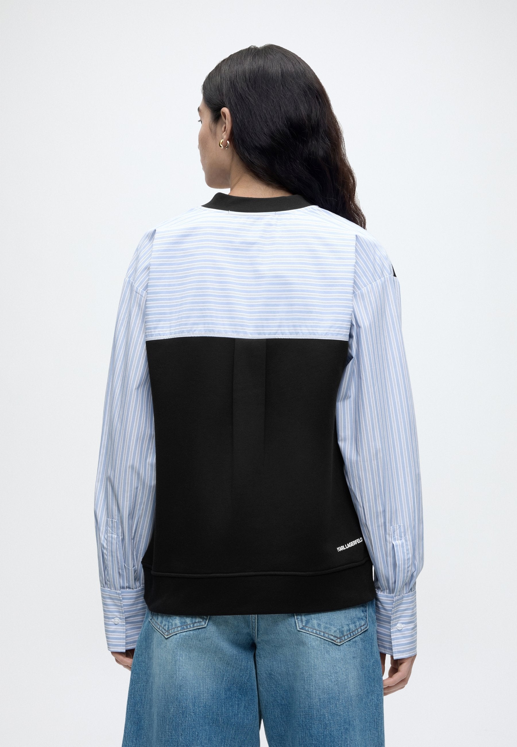 IKON FABRIC MIX  - Sweatshirt - black-kblue stripes