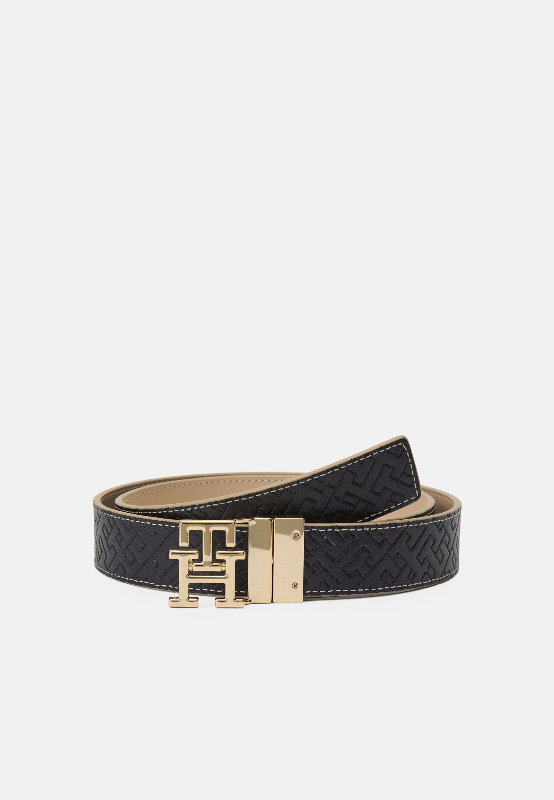 TH MONOGRAM BUCKLE REVERSIBLE LEATHER BELT - Belt - blue/clayed pebble