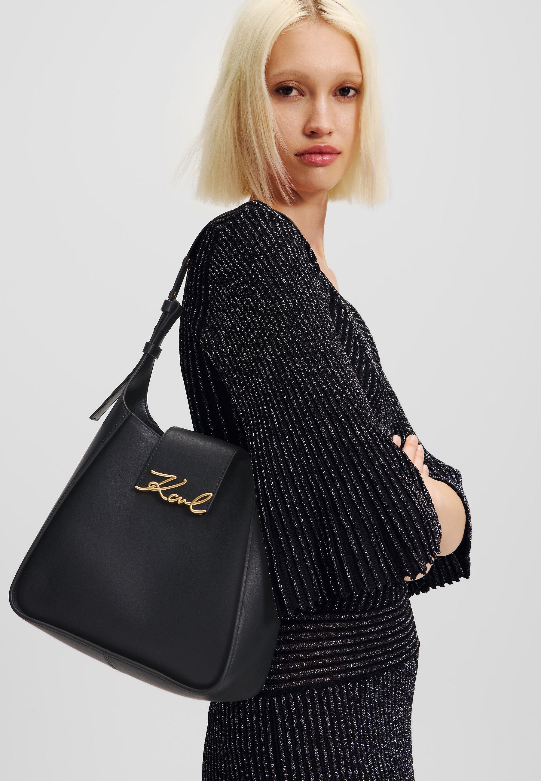 SIGNATURE HOBO - Handbag - black