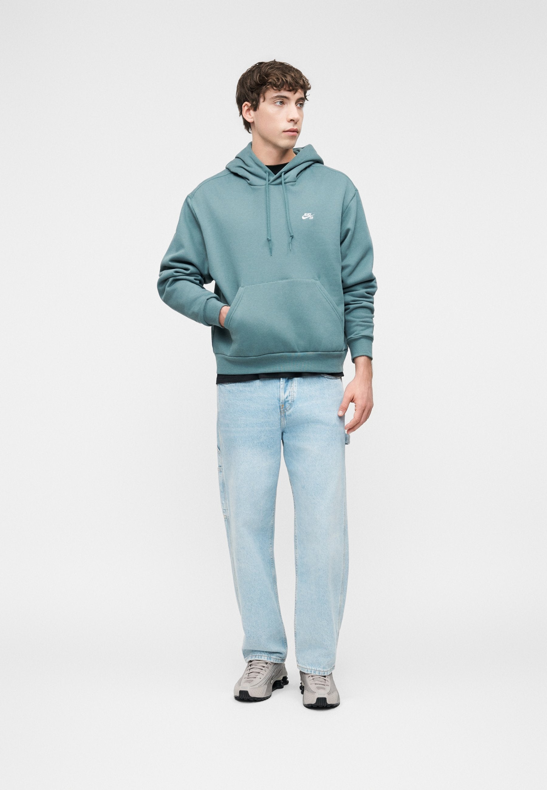 LOGO UNISEX - Kapüşonlu Üst - mineral gri/beyaz