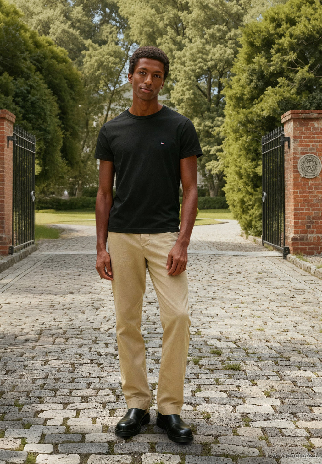 CORE STRETCH SLIM NECK TEE - Basic T-shirt - black