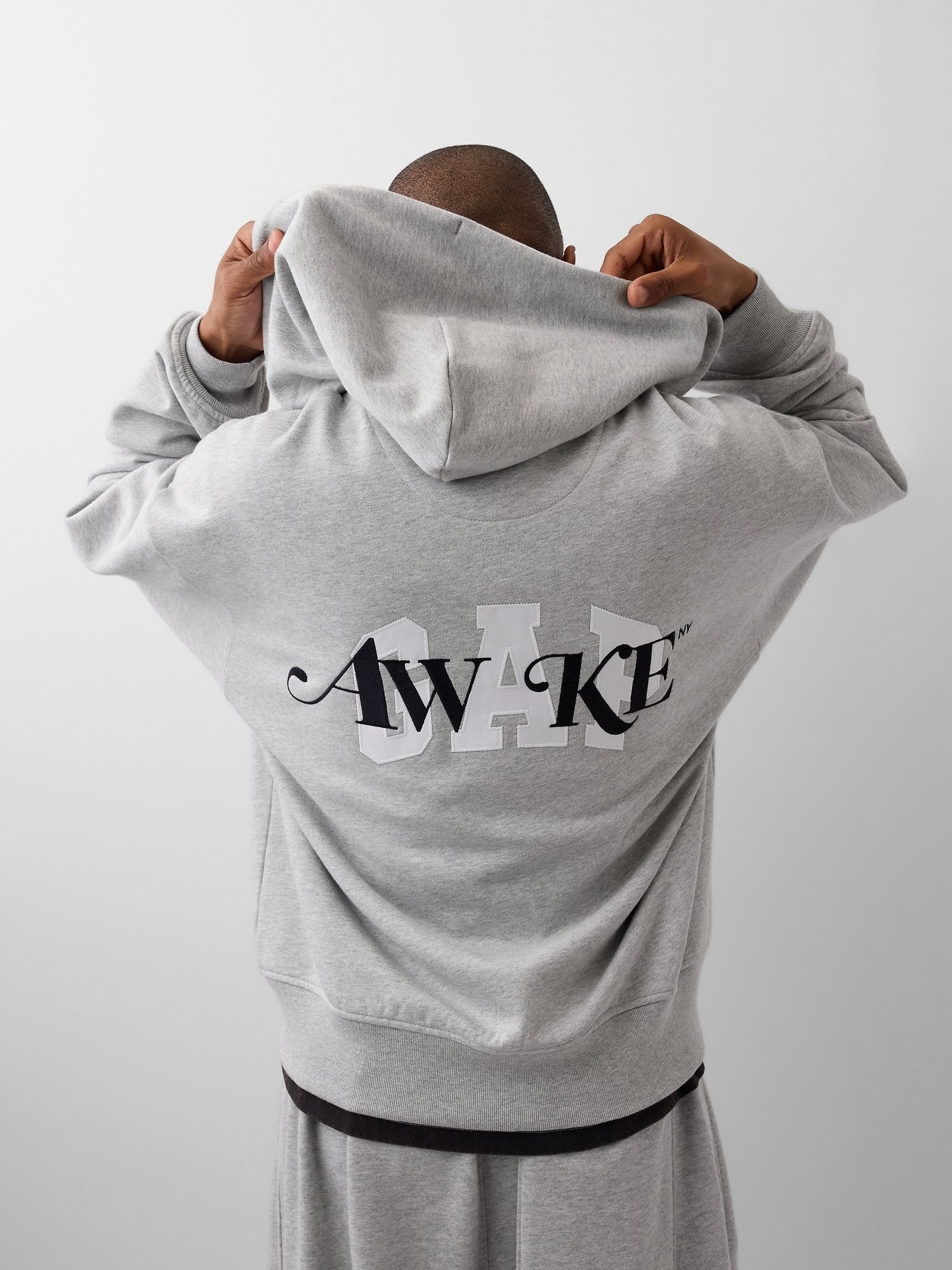 GAP AWAKE NY HEAVYWEIGHT OVERSIZED LOGO ZIP HOODIE - Sweat-shirt zippé - gris clair chiné