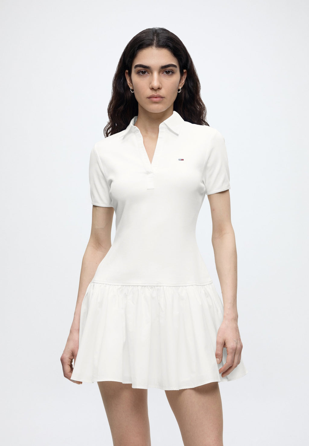 SLIM MINI POLO DRESS - Day dress - ecru