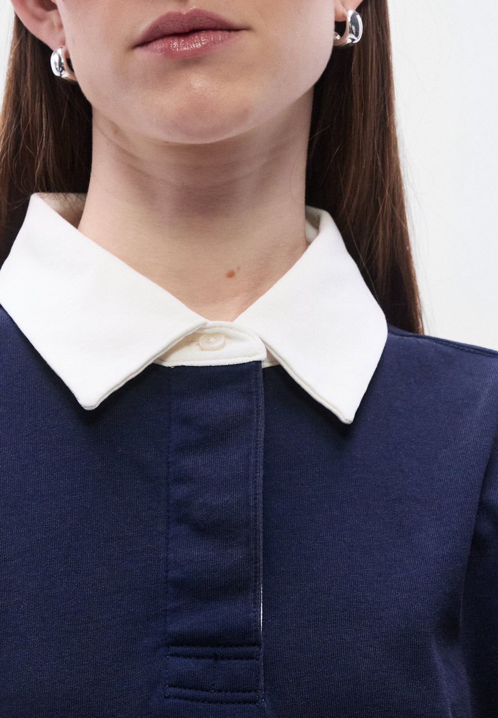 LOGO NAKIŞLI JERSİ OVERSIZE RAGBİ GÖMLEK - Polo yaka - lacivert