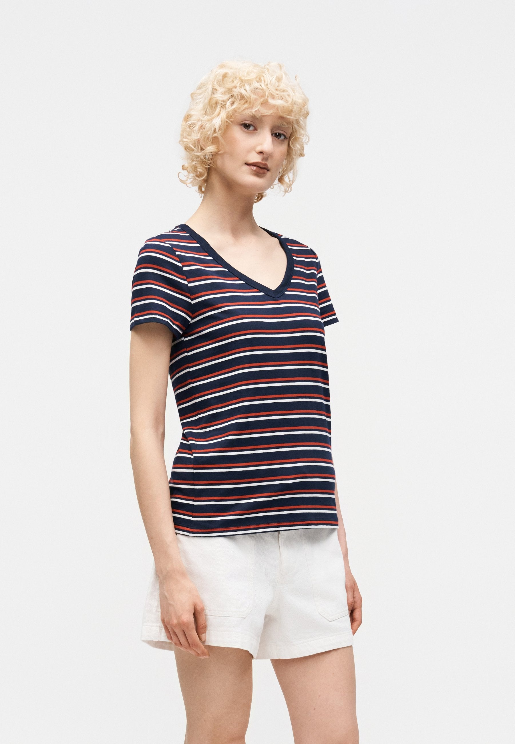STRIPE - Print T-shirt - navy/red