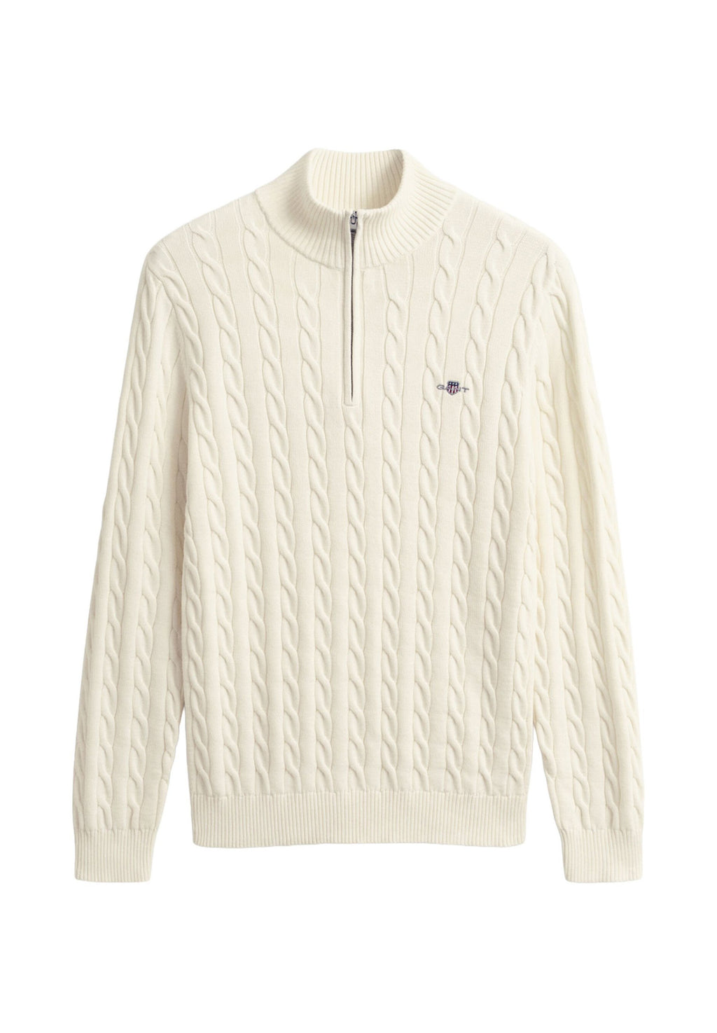 COTTON CABLE HALF ZIP - Jumper - cream
