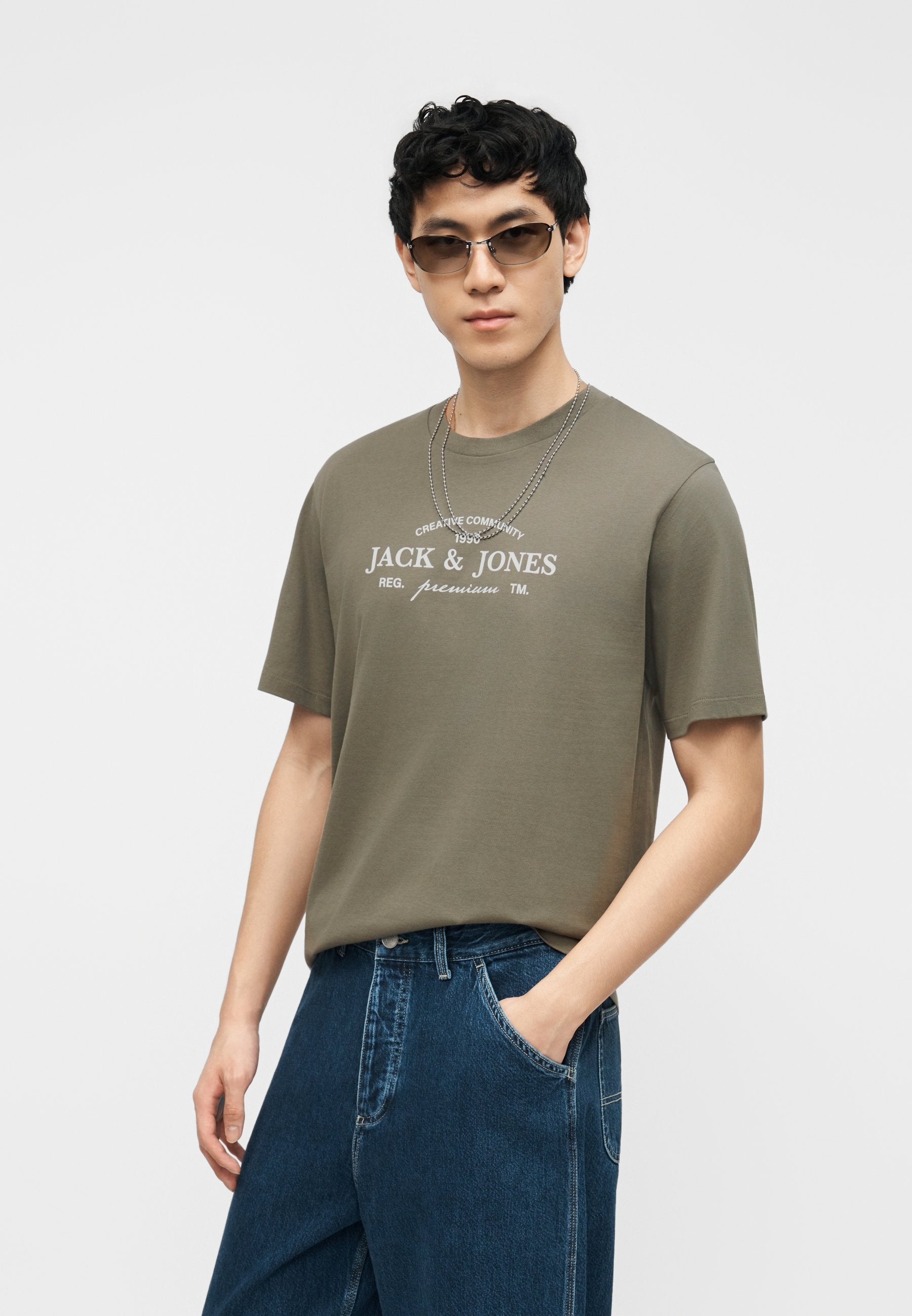 JPRBLAKEVIN TEE - Print T-shirt - smokey olive