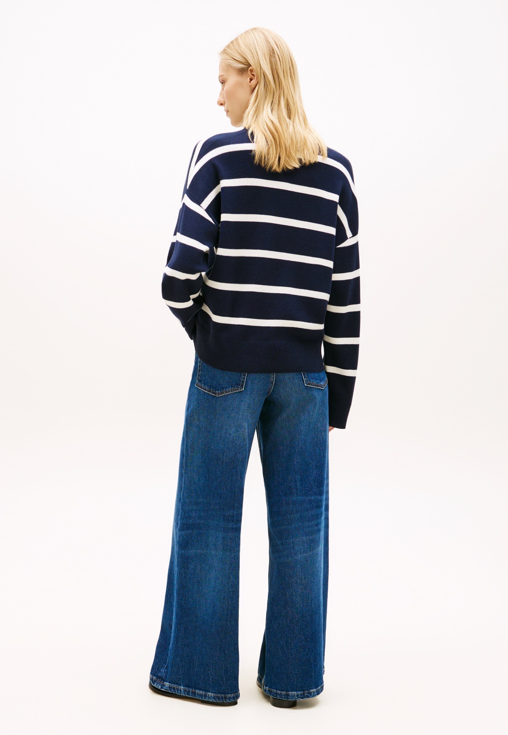 FULL NEEDLE GRAFİK SWEATER - CO FULL NEEDLE - Jumper - dark night/ivory petal