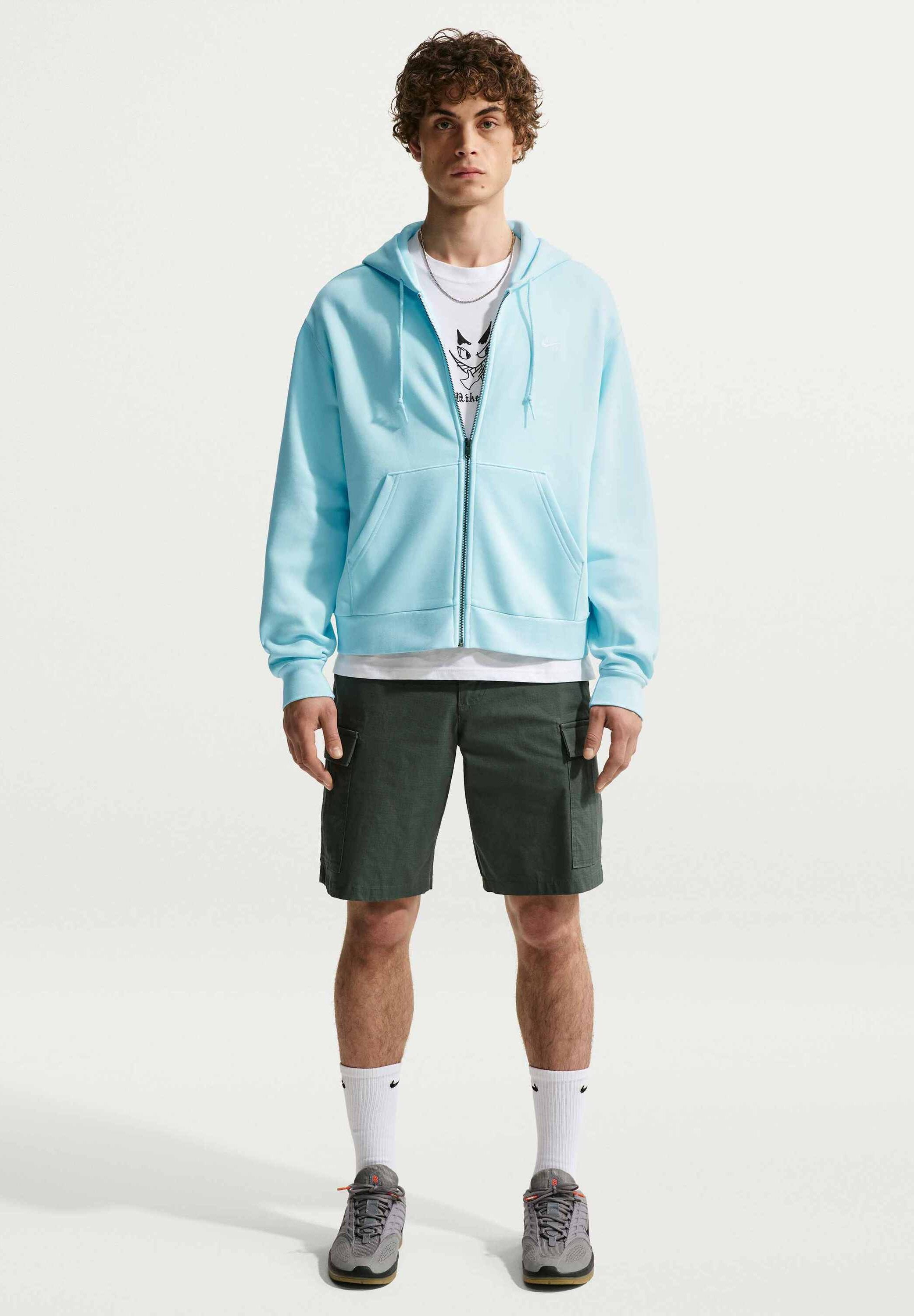 LOGO - Zip-up sweatshirt - glacier blue/white