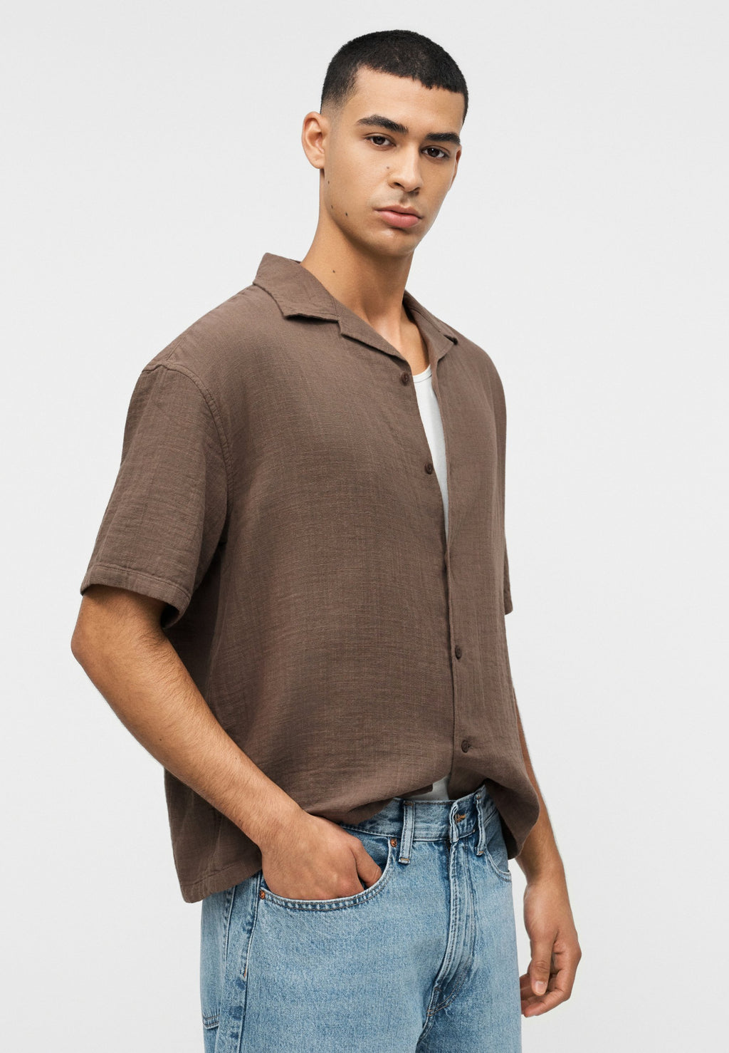 BOXY GAUZE - Shirt - toasted almond
