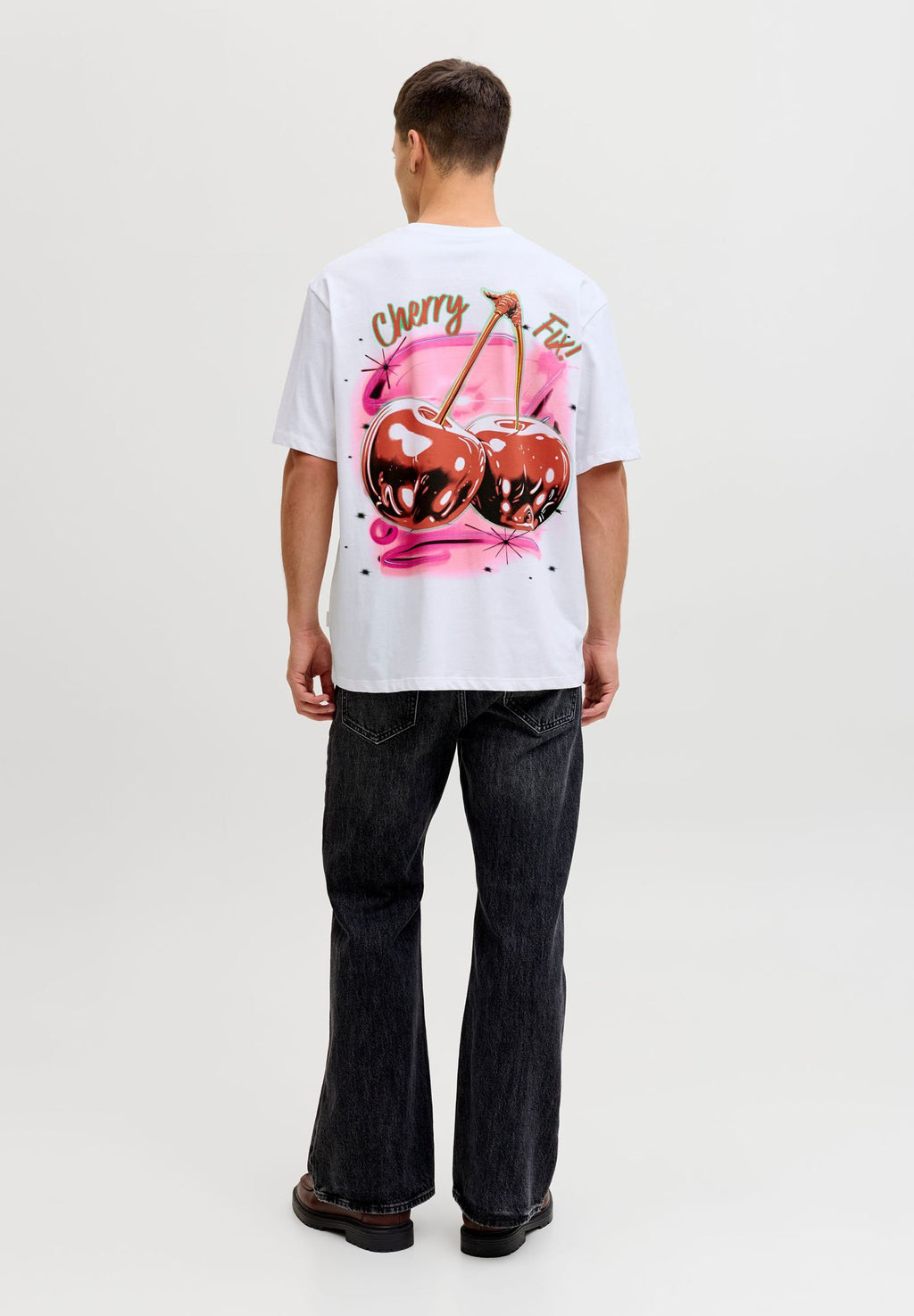 JORAIRBRUSH TEE CREW NECK  - Print T-shirt - bright white detail cherry
