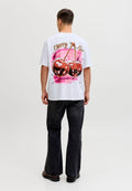 JORAIRBRUSH TEE CREW NECK  - Print T-shirt - bright white detail cherry