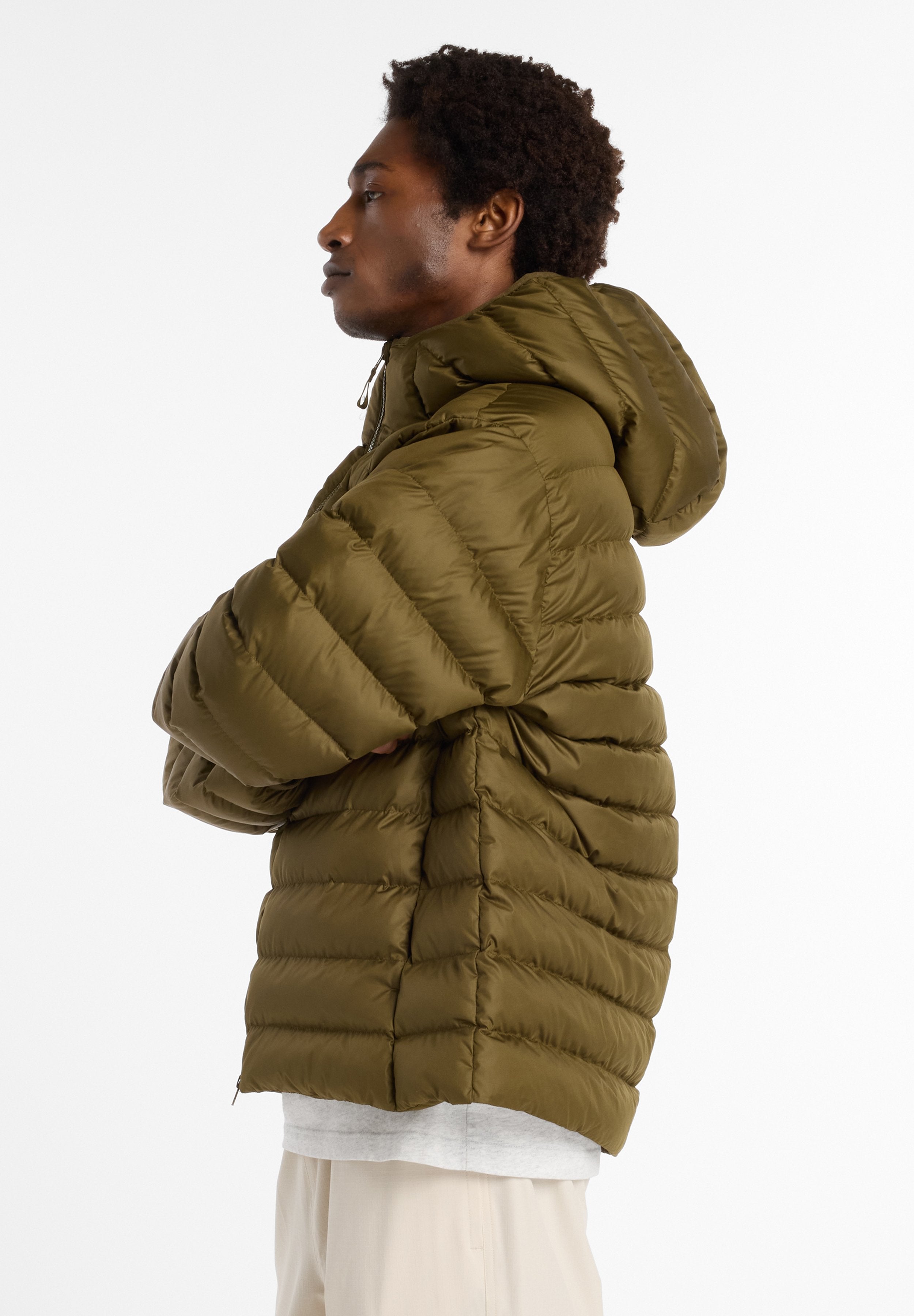HOODED PUFFER JACKET - Winter jacket - brown