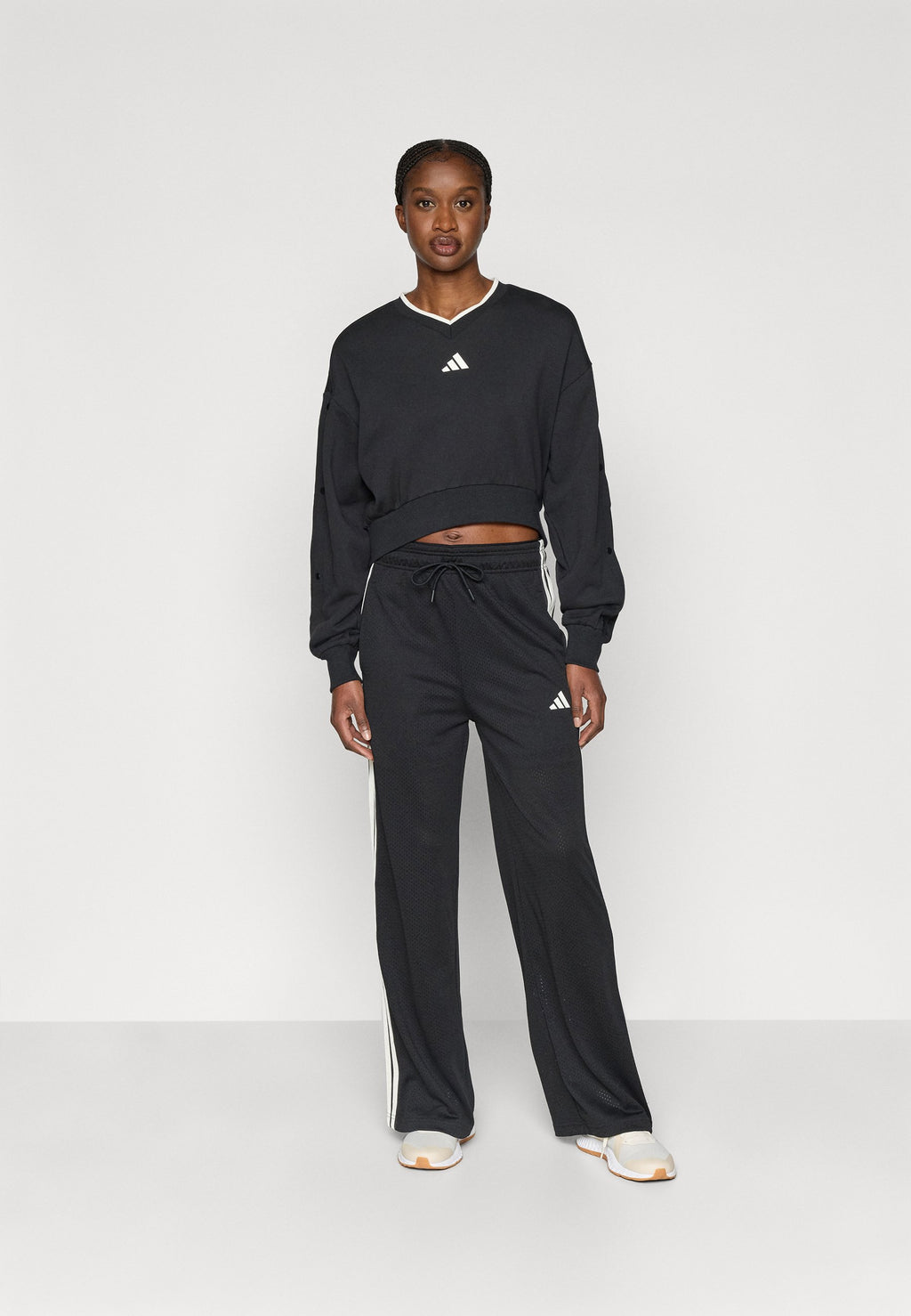 STADIUM MESH - Tracksuit bottoms - black/off white/crystal linen
