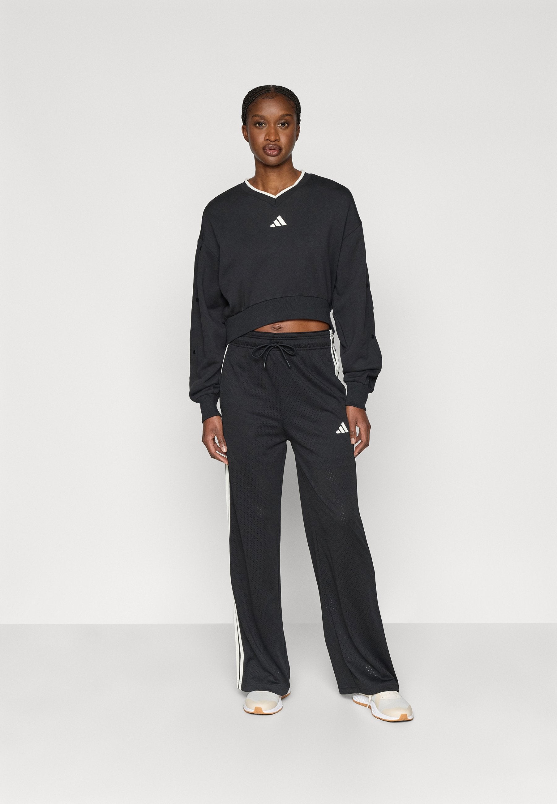STADIUM MESH - Tracksuit bottoms - black/off white/crystal linen
