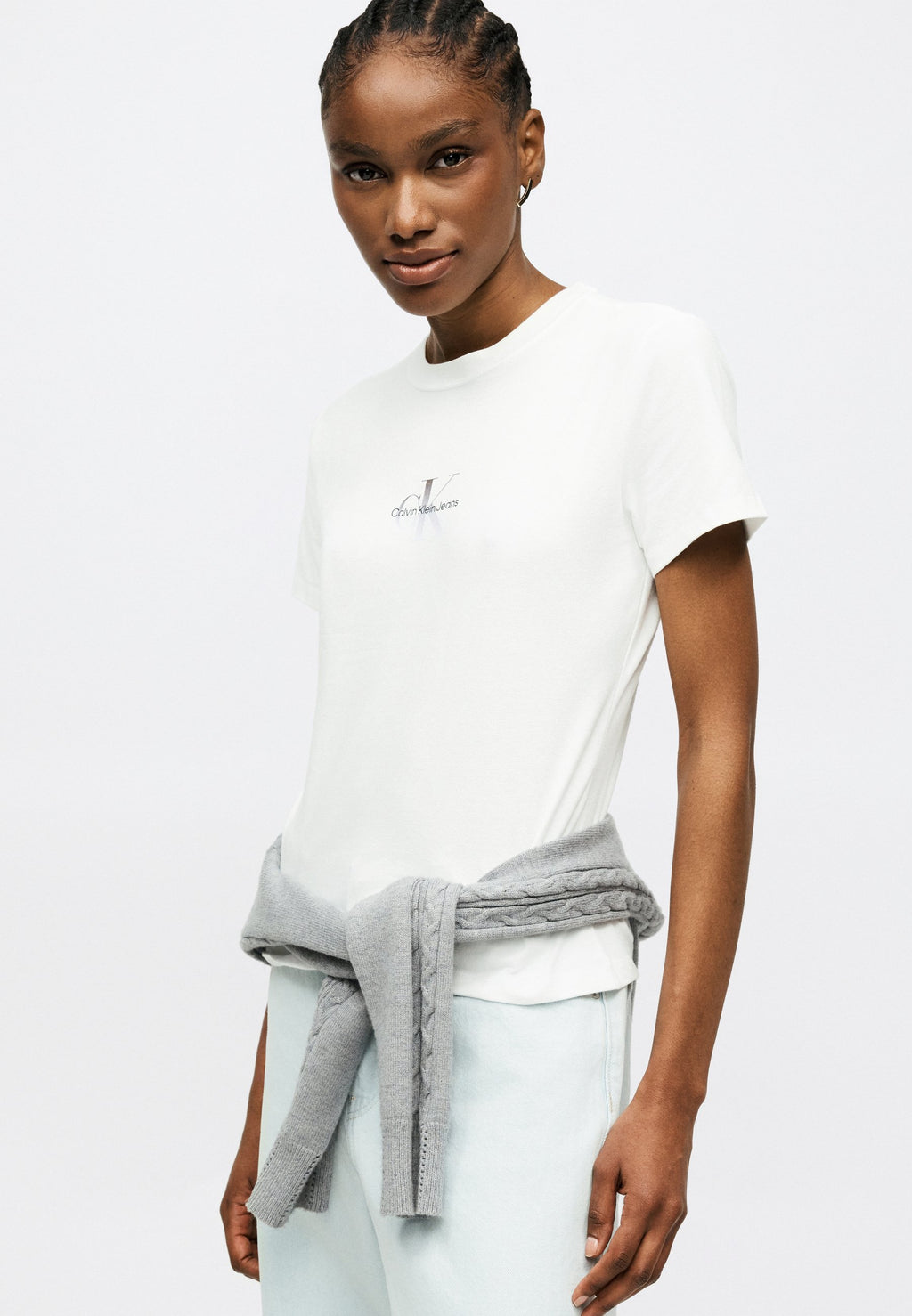 GRADIENT MONOLOGO SLIM TEE - Basic T-shirt - bright white