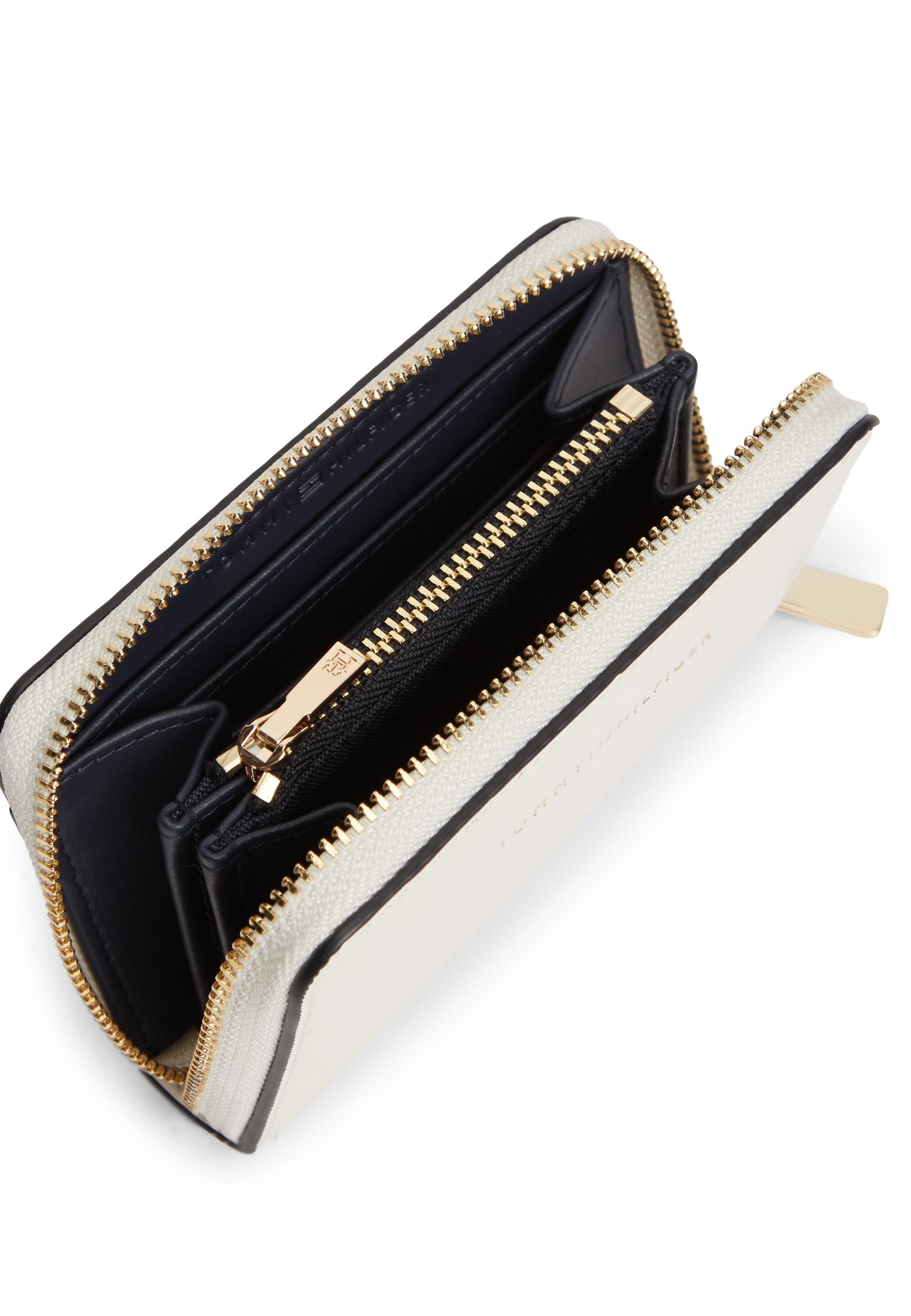 METALLIC LOGO ZIP-AROUND TEXTURED WALLET - Wallet - soft cream
