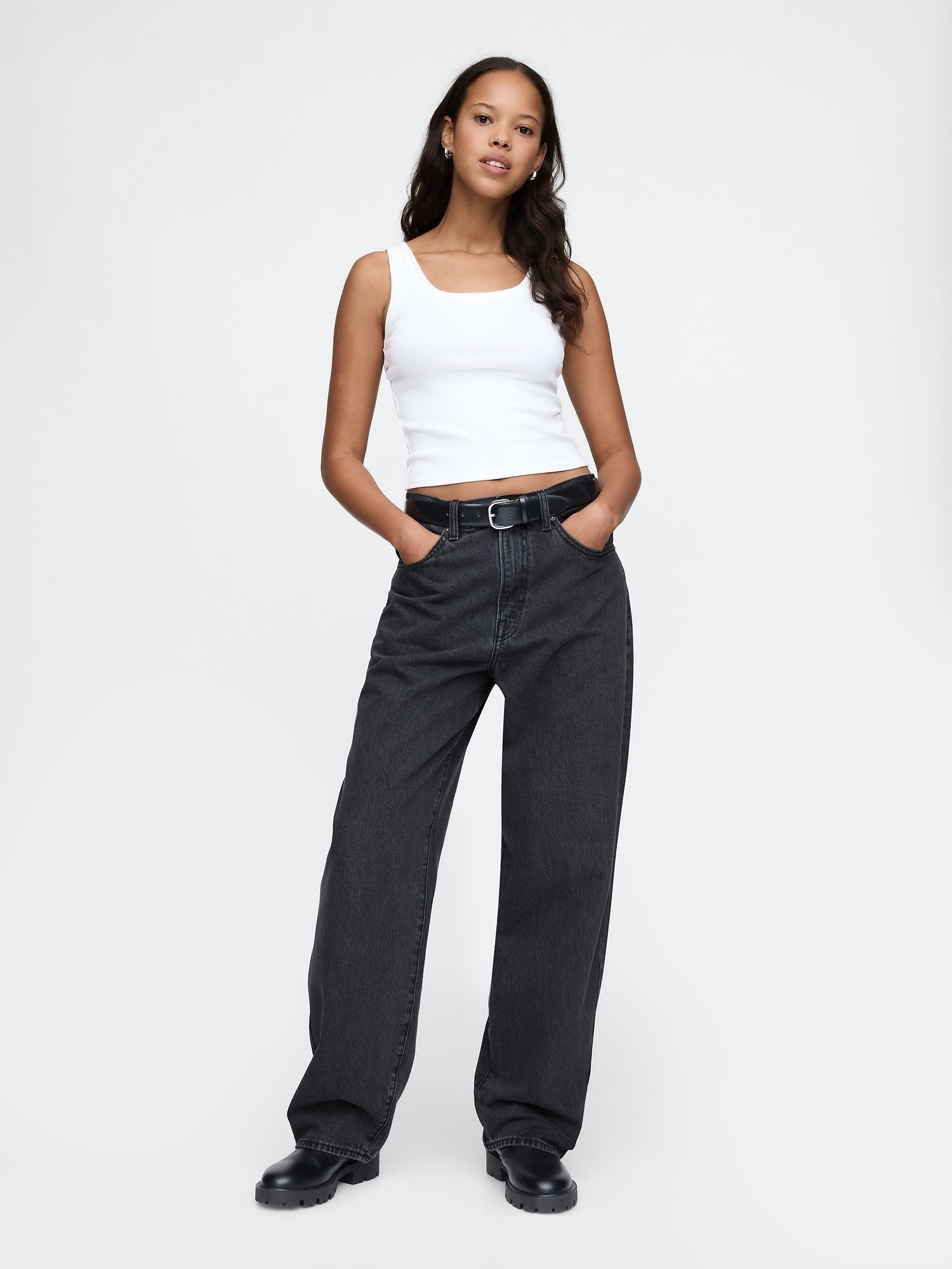 BAGGY FIT RIGID UNISEX - Baggy Jeans - washed black