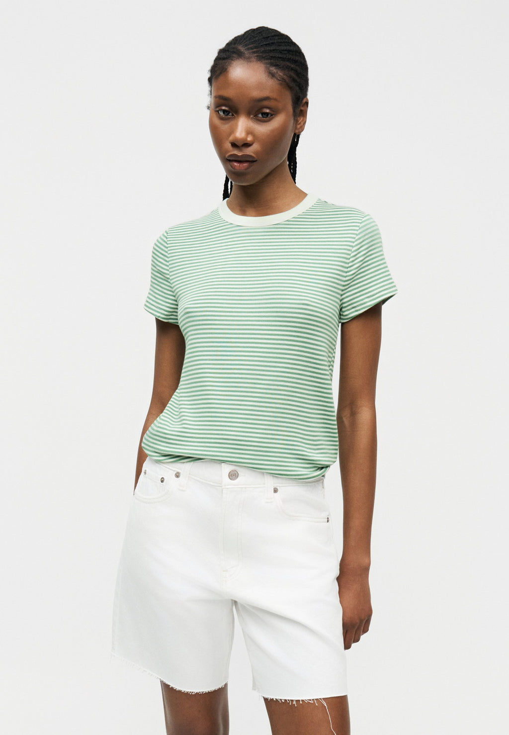 CREW - Print T-shirt - green/white