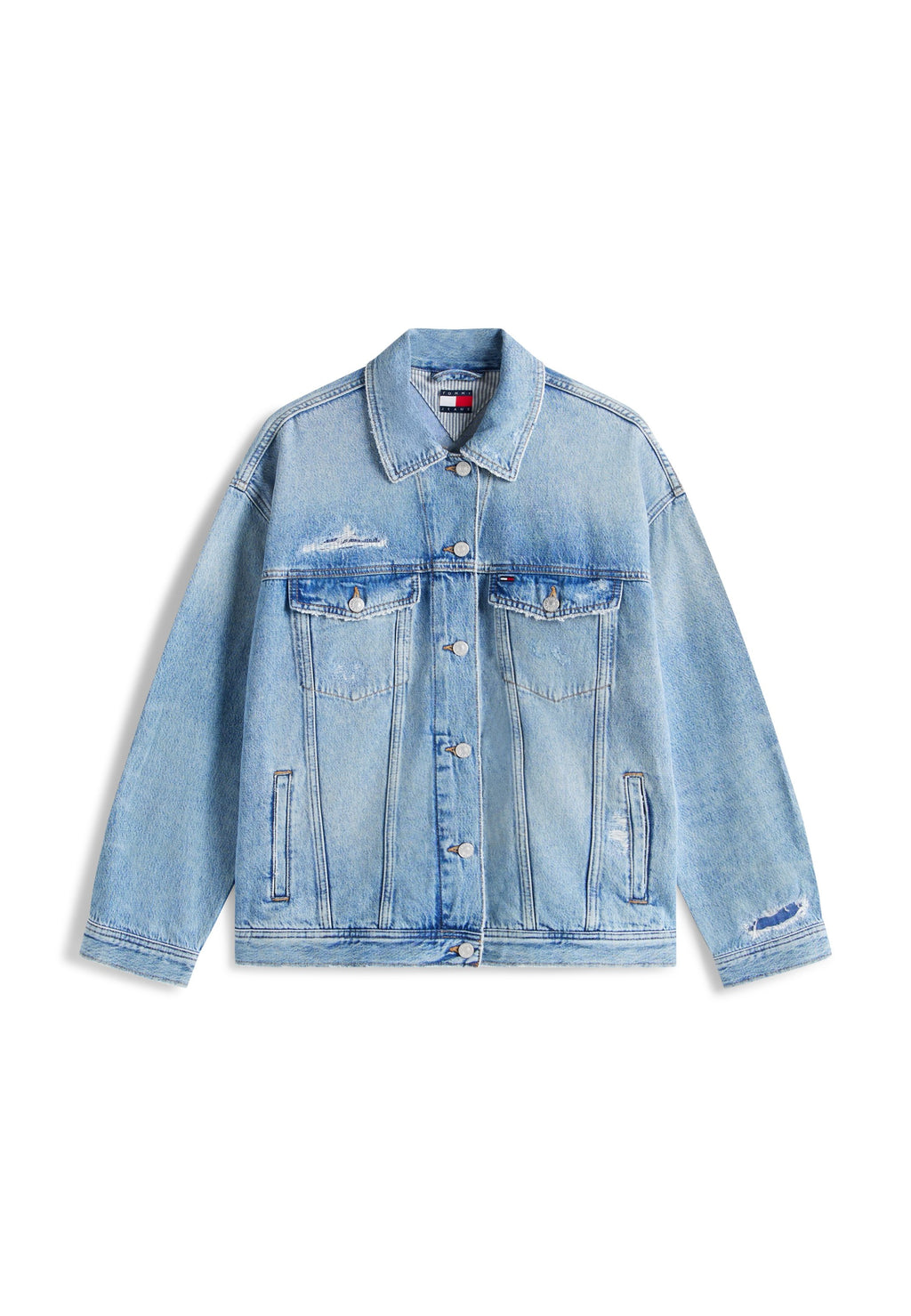 DISTRESSED OVERSIZED DENIM TRUCKER JACKET - Denim jacket - denim light