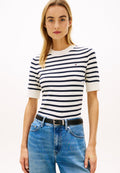 FINE - Print T-shirt - ivory petal/dark navy