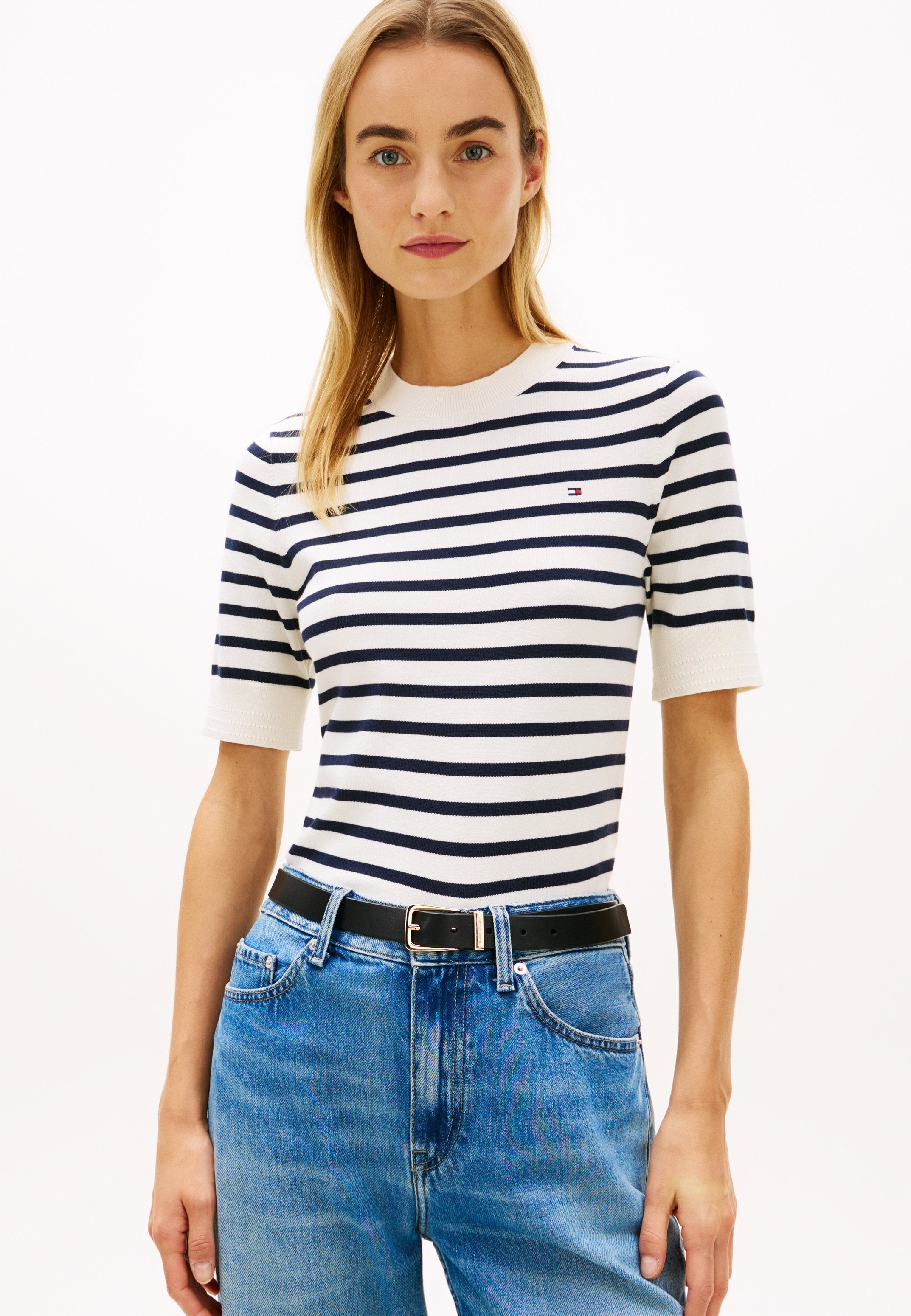 FINE - Print T-shirt - ivory petal/dark navy