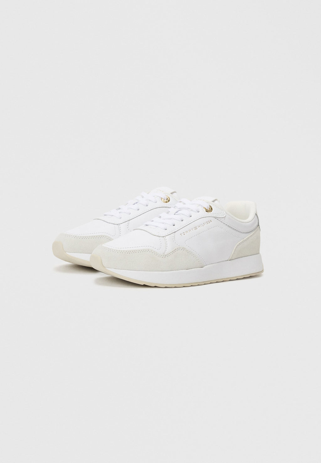 EMBOSSED TH MONOGRAM LEATHER TRAINERS - Trainers - white