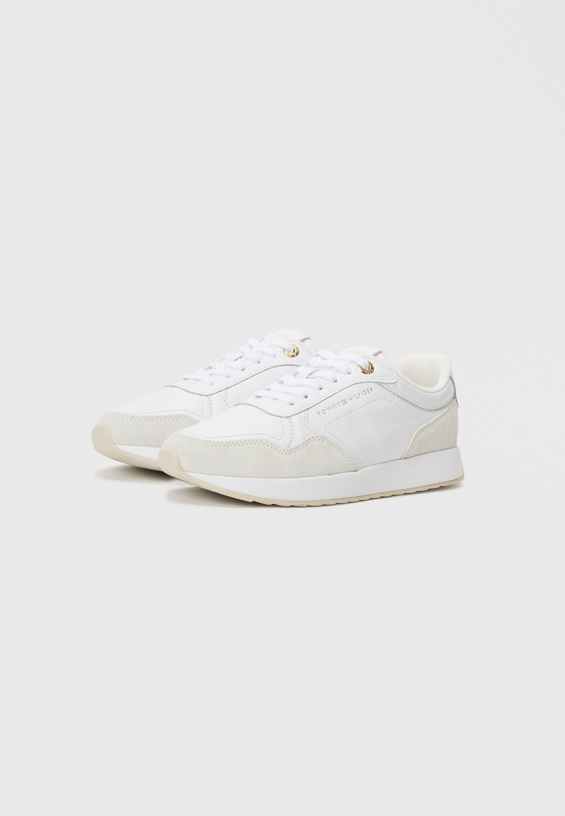 EMBOSSED TH MONOGRAM LEATHER TRAINERS - Trainers - white