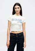 CROP LOGO CURVED - Print T-shirt - butter