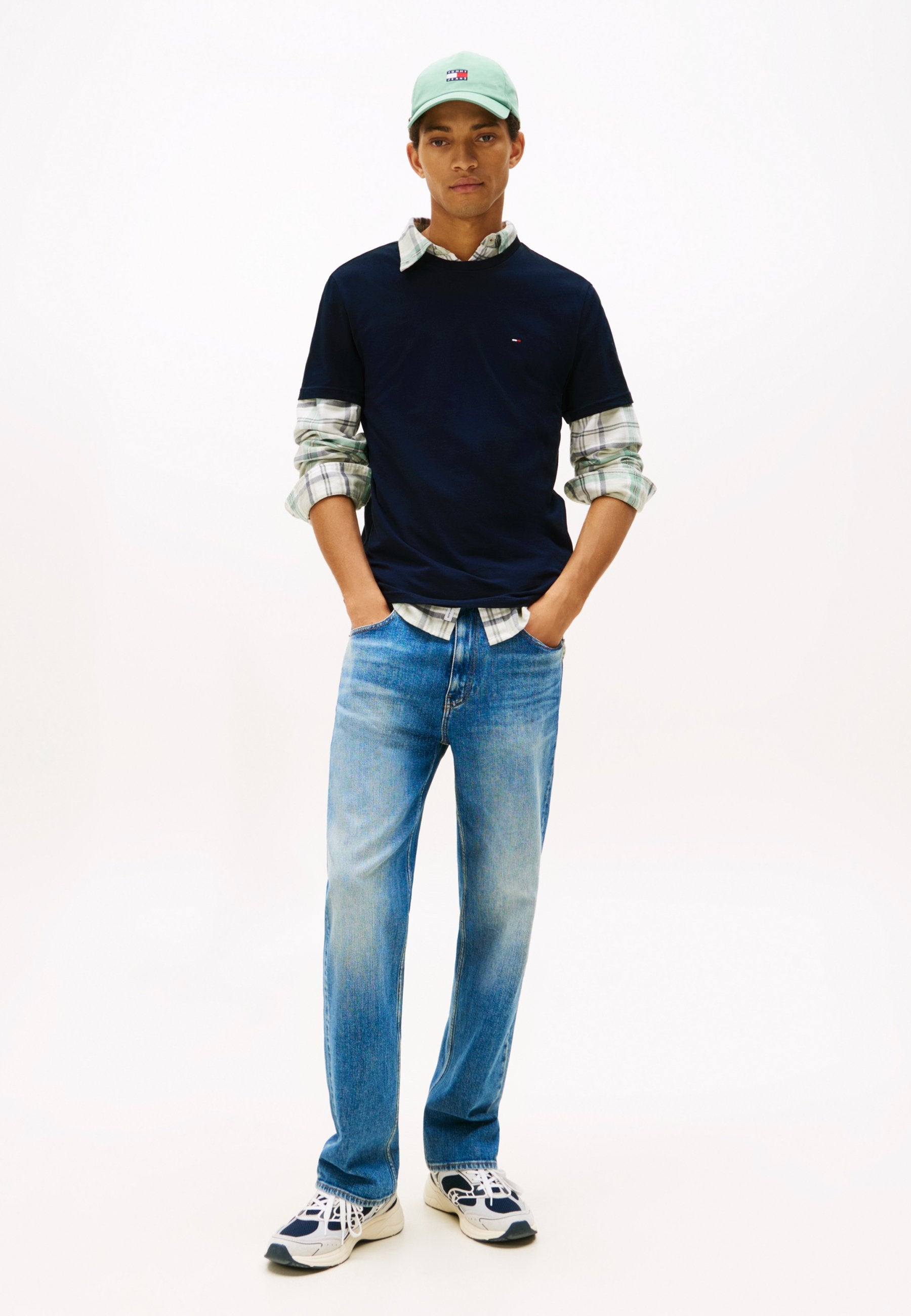 SLIM TEE  - Basic T-shirt - black/dark night navy/ecru