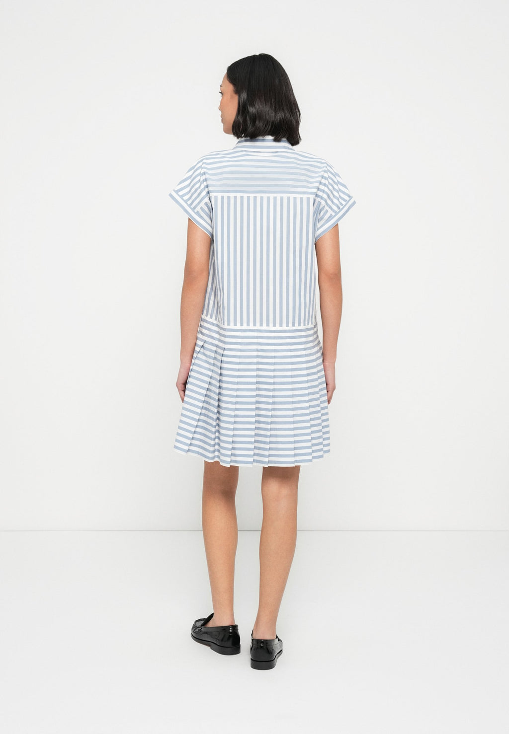 GOLD-TONE BUTTON RELAXED MINI SHIRT DRESS - Shirt dress - ecru/brisk blue