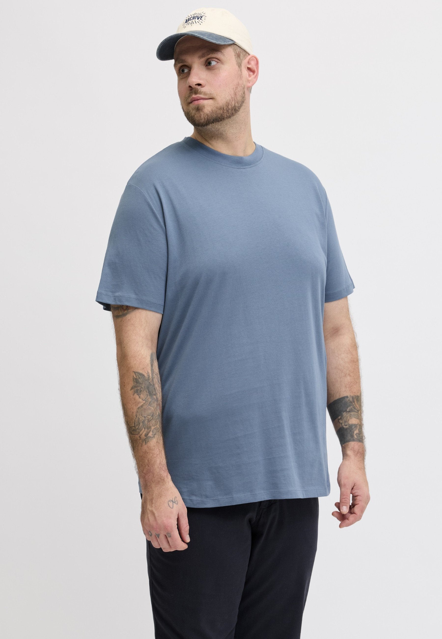 Plus Size Plain - Basic T-shirt - blue mirage