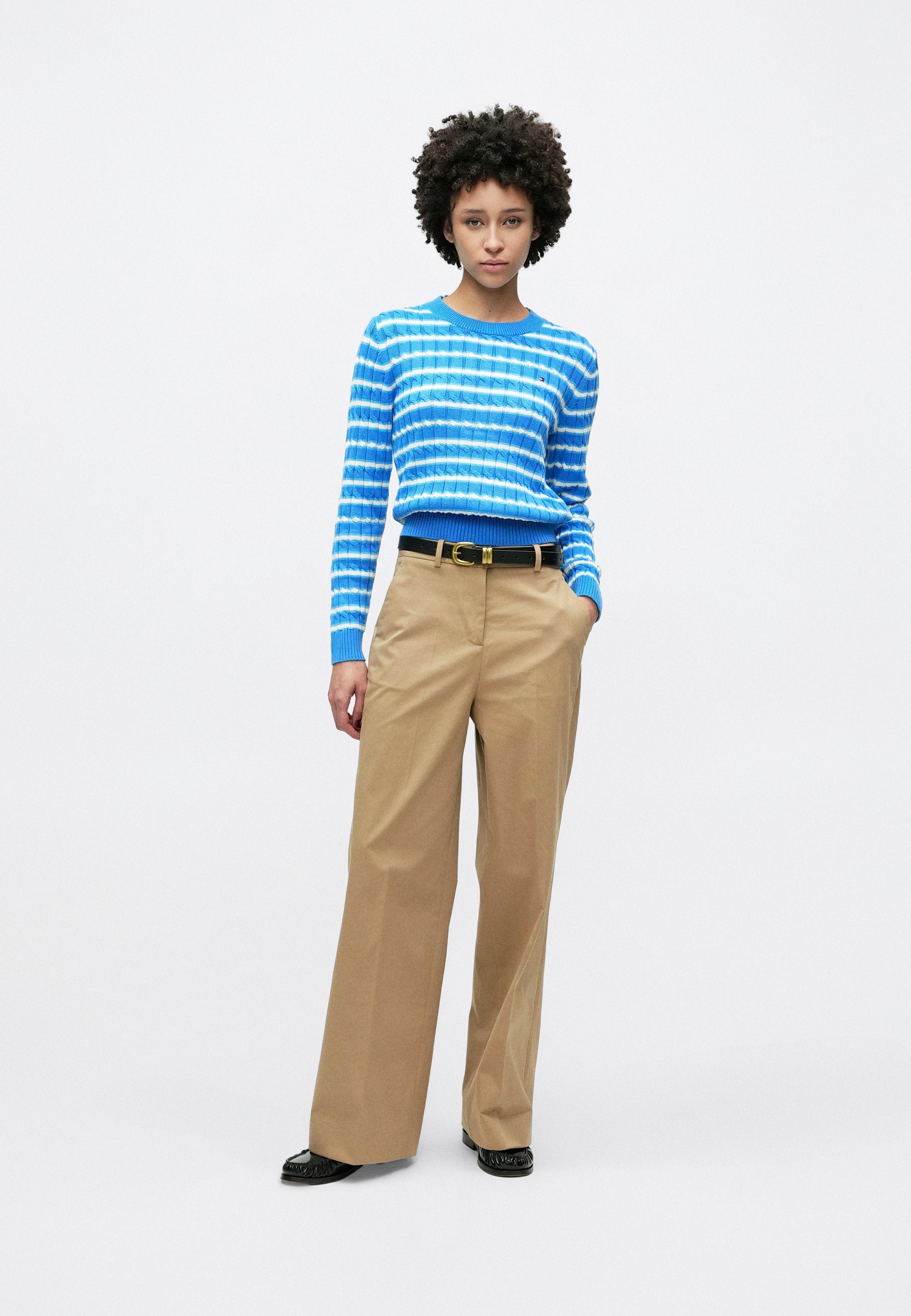 CABLE KNIT CREW NECK JUMPER - Jumper - mesmerizing/ breezy blue/calico