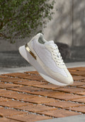 TH MONOGRAM LEATHER MIXED TEXTURE TRAINERS - Trainers - white/ecru