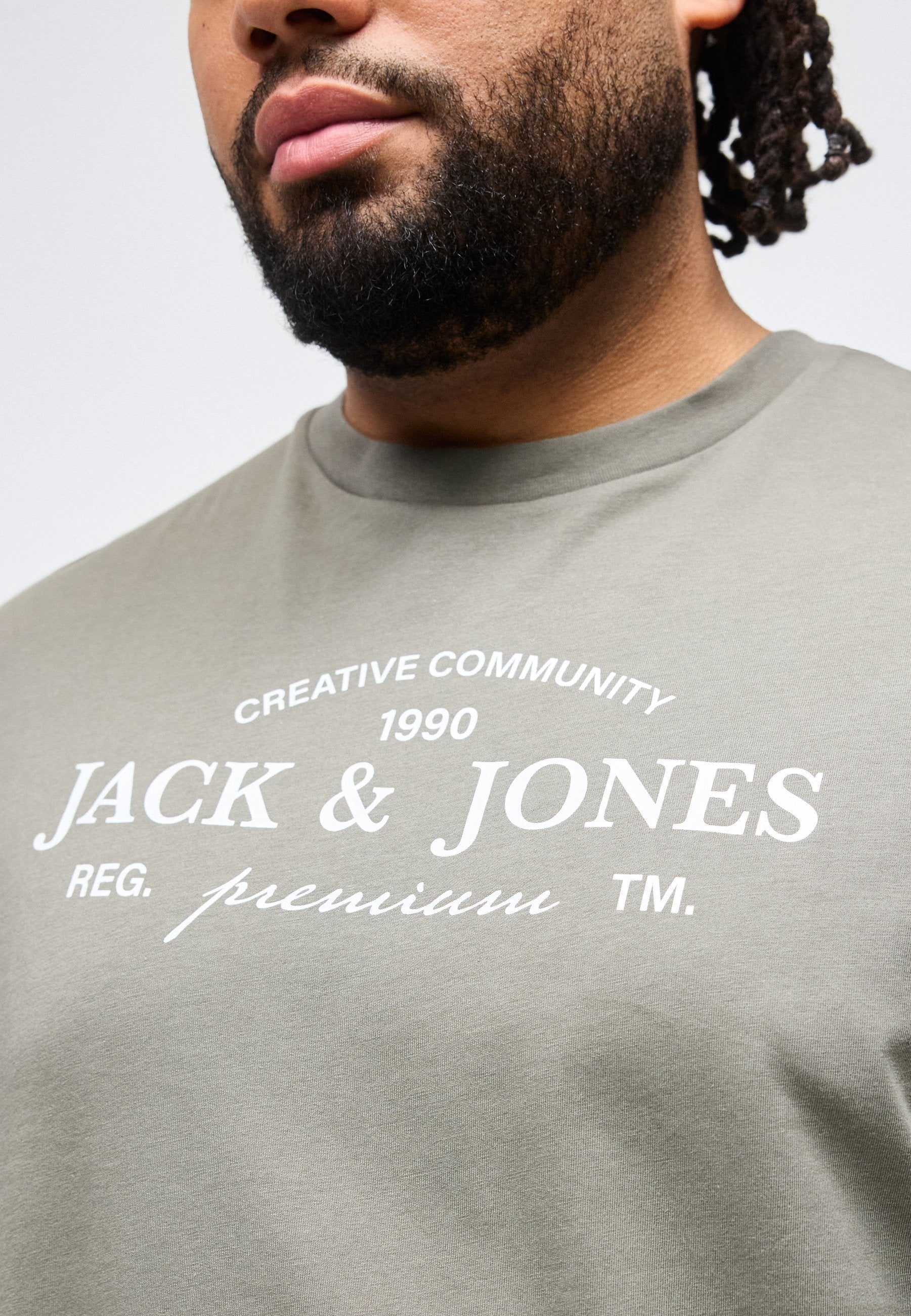 Plus Size - Print T-shirt - smokey olive