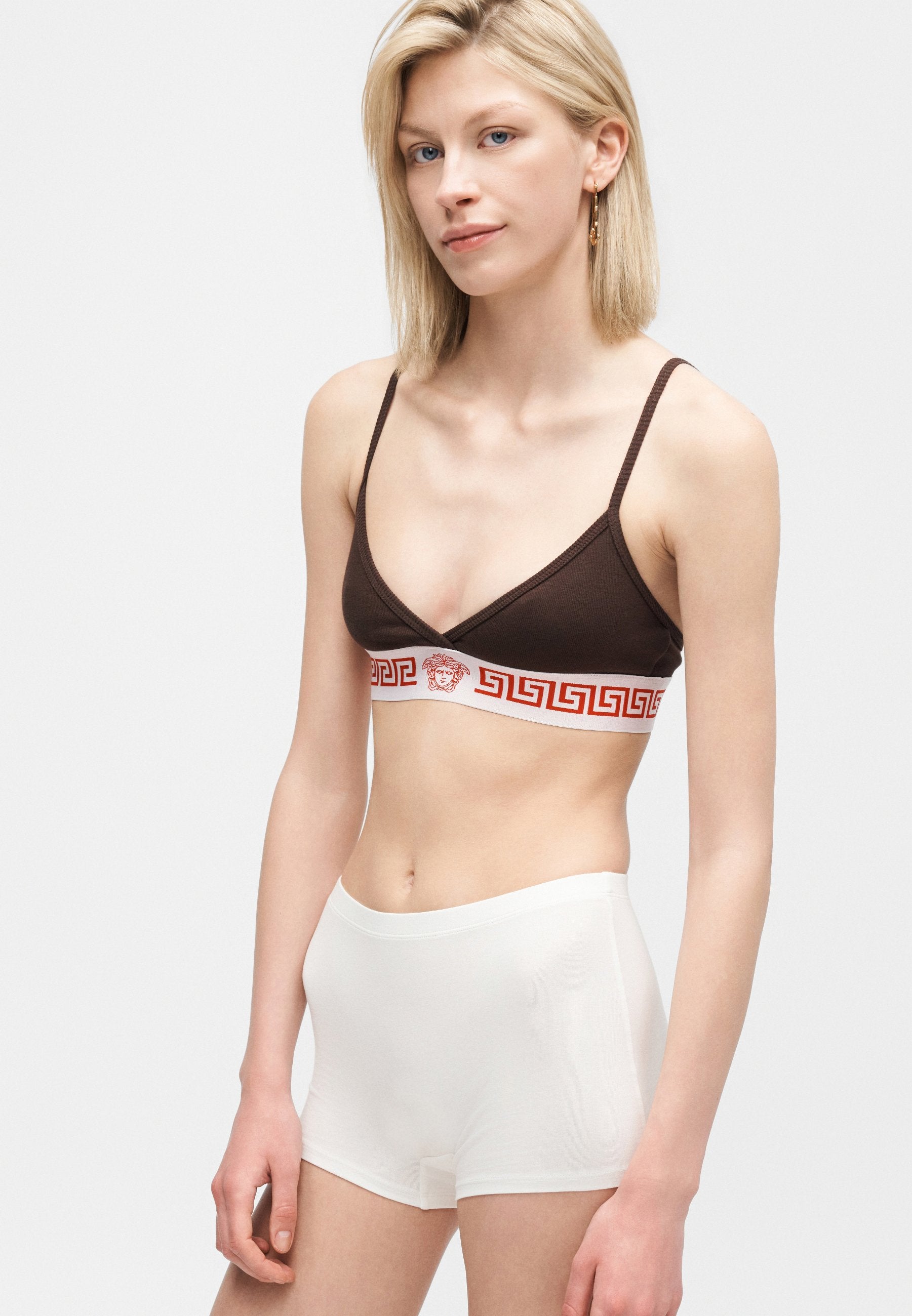 Bustier - chocolate/white/bright red