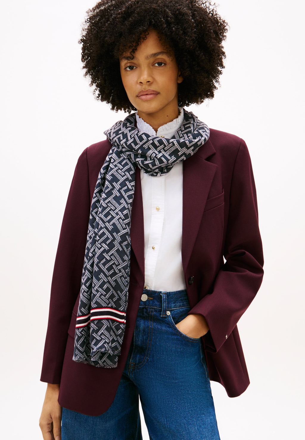 TH MONOGRAM LIGHTWEIGHT SCARF - Scarf - space blue