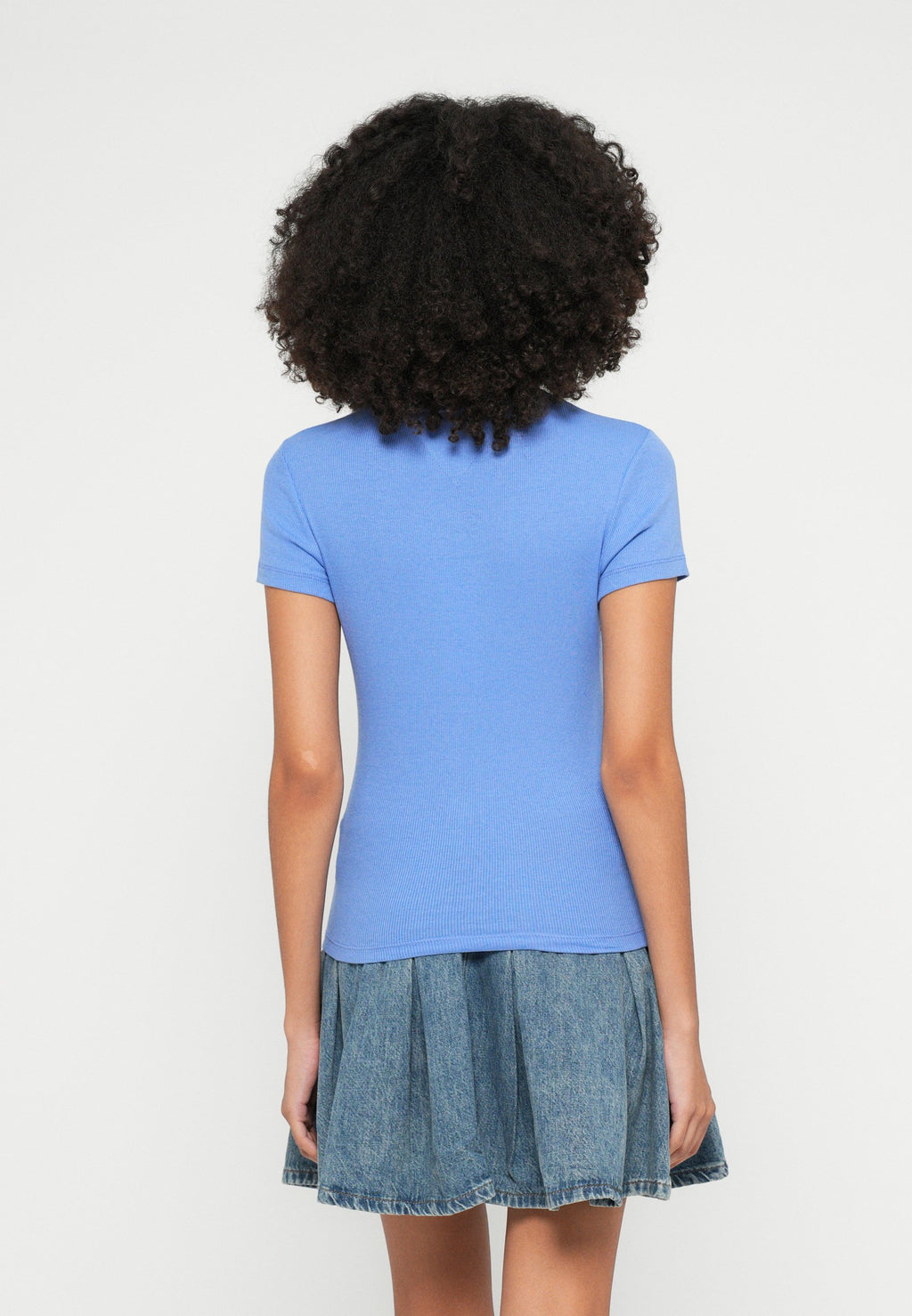 LOGO RIBBED SLIM T-SHIRT - Print T-shirt - light horizon blue
