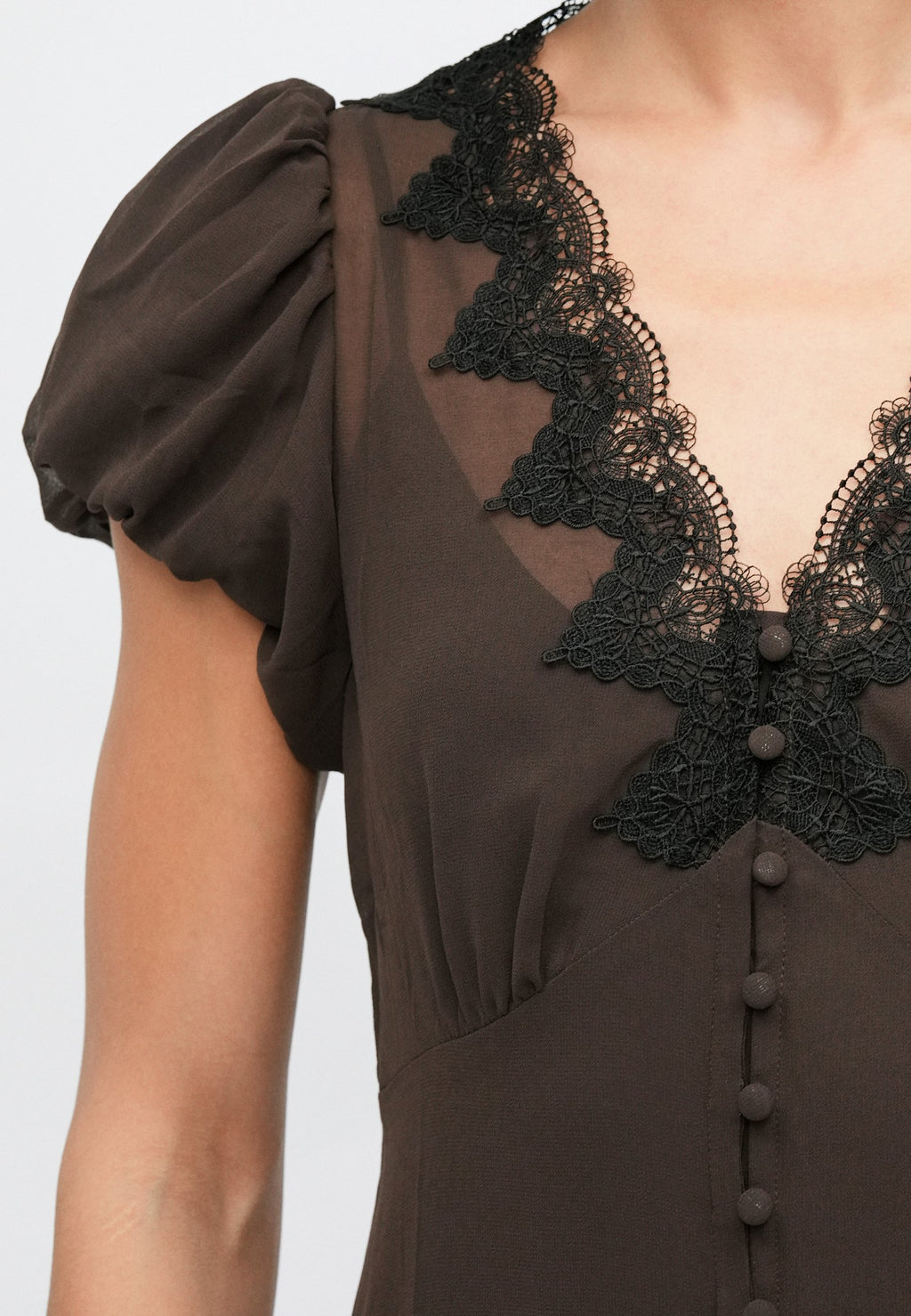 V NECK DRESS - Maxi dress - terra brown