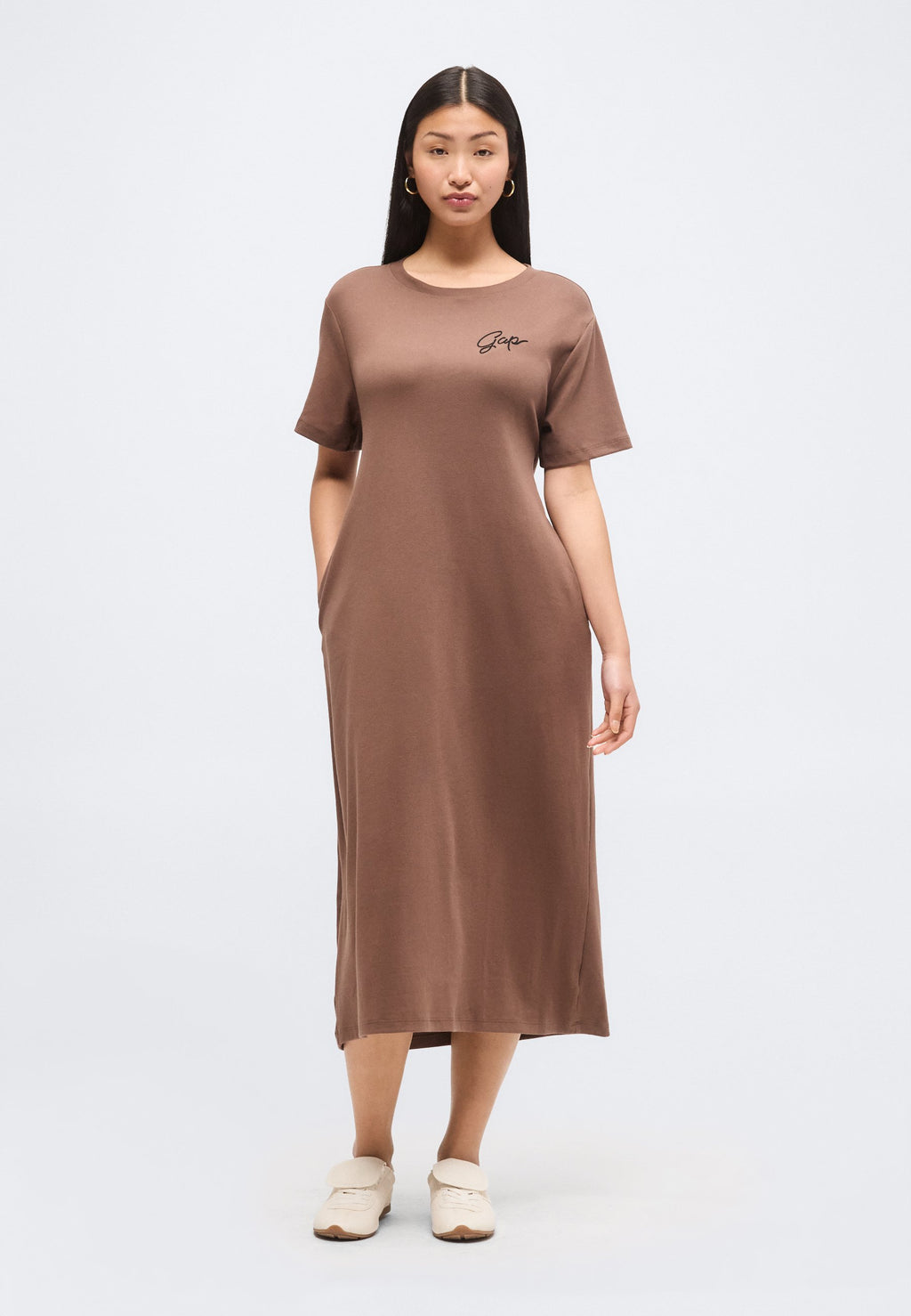LOGO DRESS - Jersey dress - amber wood
