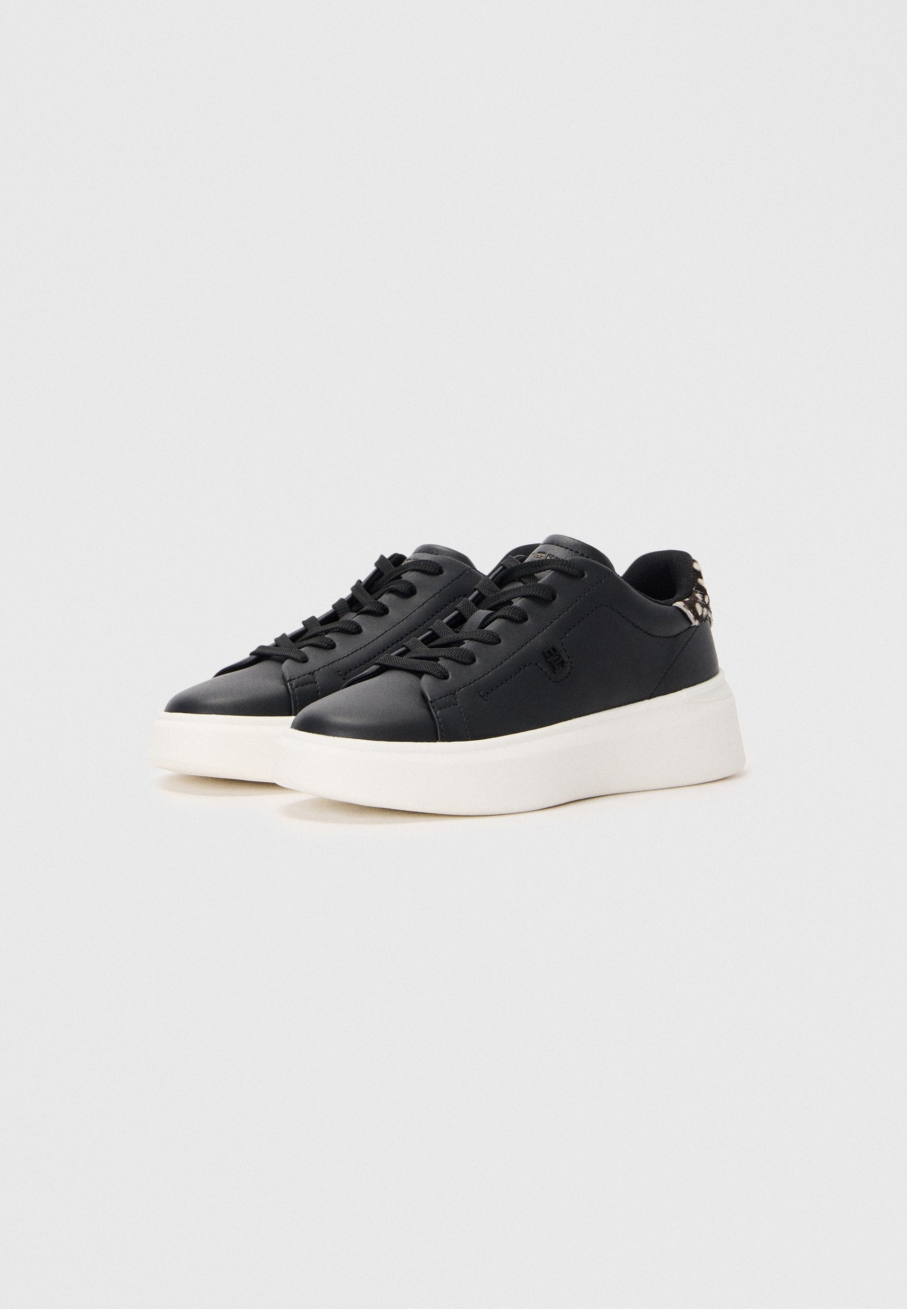 SNOW LEOPARD HEEL LEATHER PLATFORM TRAINERS - Trainers - black
