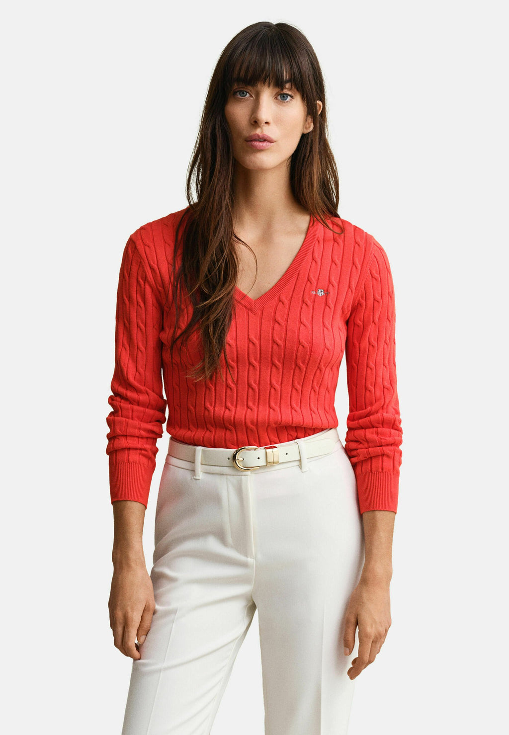 STRETCH CABLE V-NECK - Jumper - perfect red